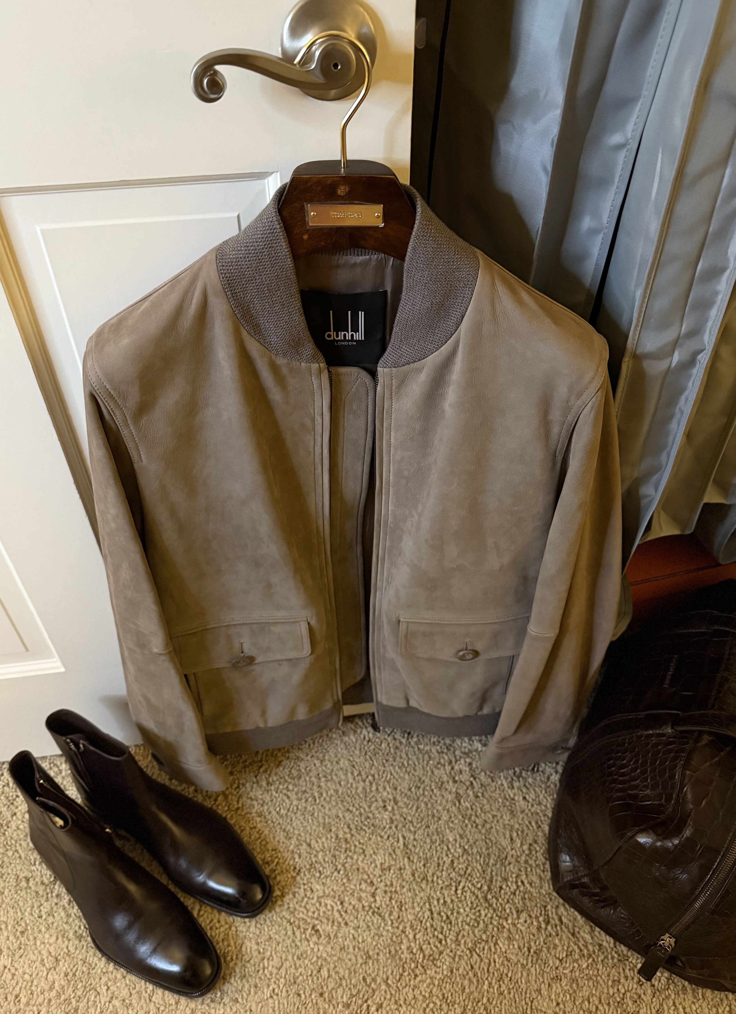 Alfred Dunhill Best Dressed Extremely Rare $7500 DUNHILL Taupe Calf Jacket Size US M / EU 48-50 / 2 - 18 Thumbnail