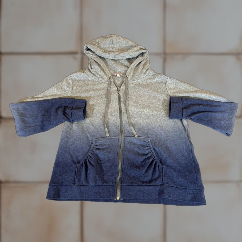 Juicy Couture Juicy Couture Womens XL Blue Ombre Rhinestone Zip Terry Hoodie Bling Jacket Full Zip Pockets N/A – (Note: Original title did not include N/A; omit) Size XL / US 12-14 / IT 48-50 - 1 Thumbnail