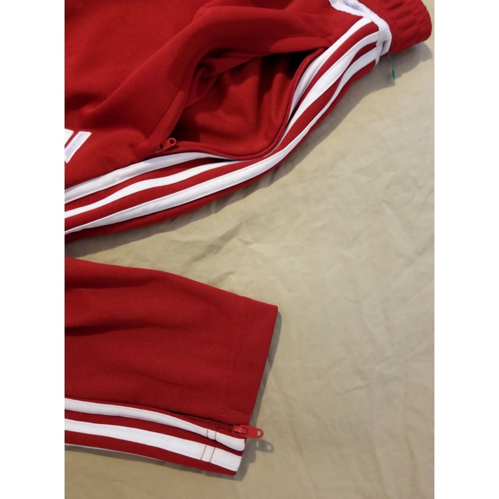 Adidas Mens adidas Pants Small Red Athletic Gym Workout Jogger Size US 29 - 4 Thumbnail