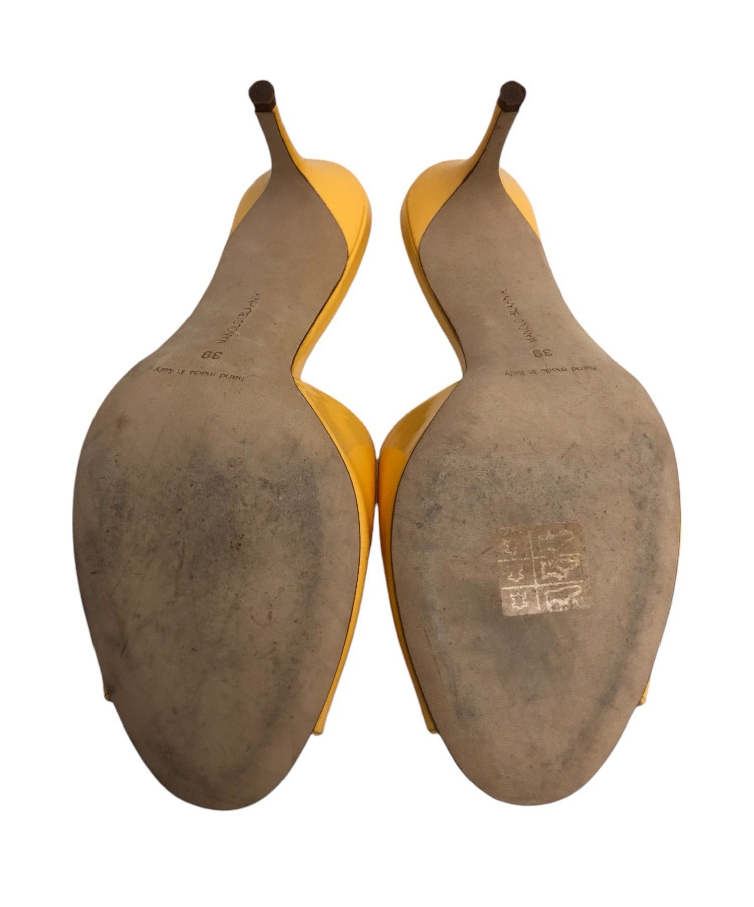 Manolo Blahnik Manolo Blahnik Houramu Patent Leather Mules Size 39 Yellow Size US 8 / IT 38 - 13 Thumbnail