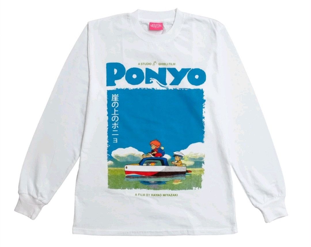 image of Vintage Anime Studio Ghibli Ponyo On The Boat Size XL in White, Men's