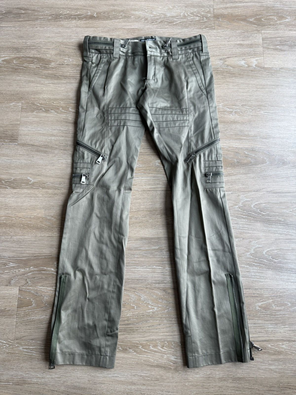 Dolce And Gabbana Cargo Pants In Khaki Satin Size 48
