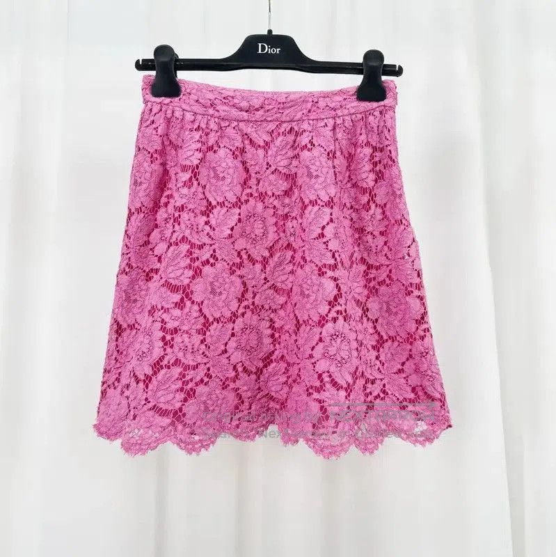 Valentino Pink Cotton Blend Skirt .