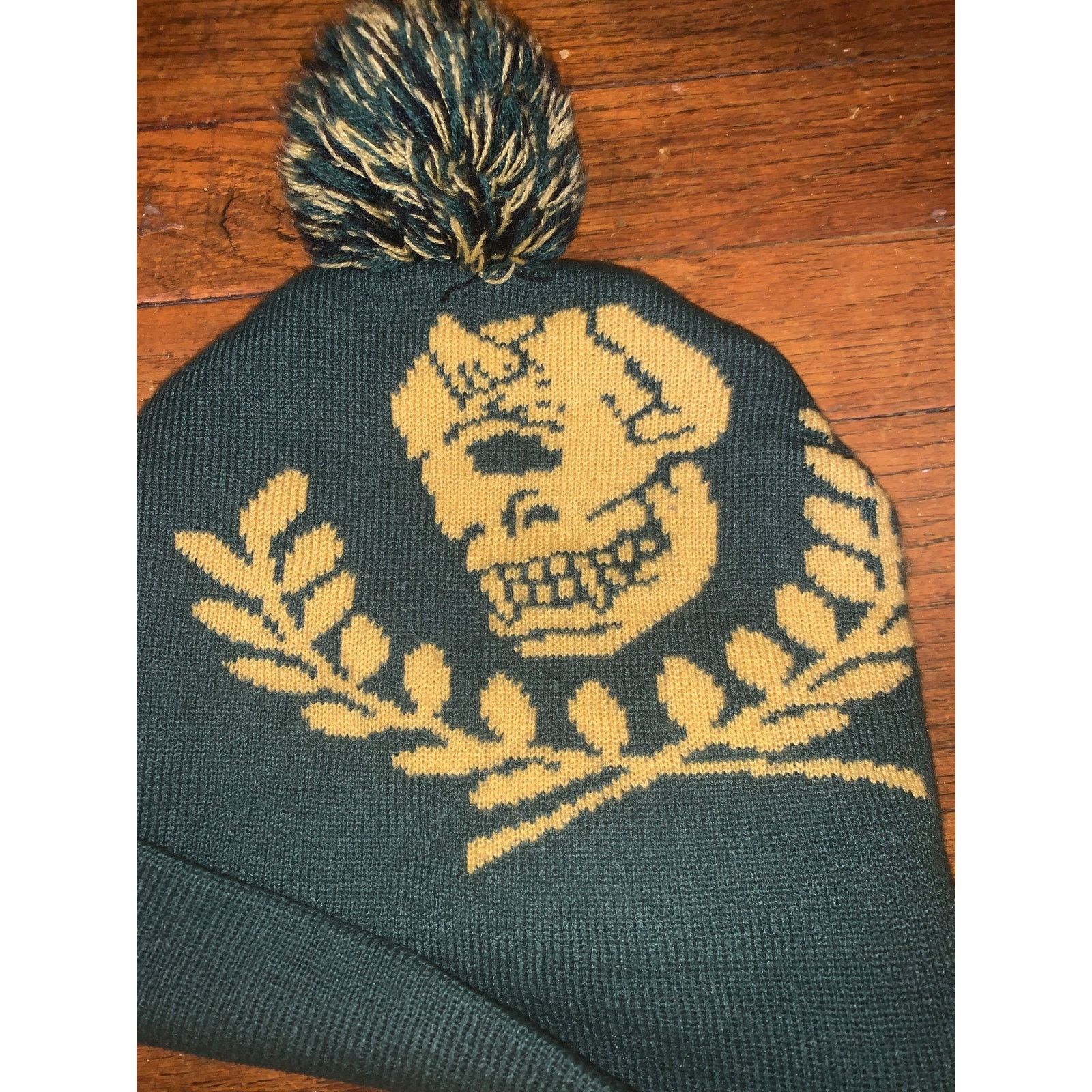 Mishka Mishka Green Puff Beanie Skull Logo | Y2K Gothic Streetwear Size ONE SIZE - 8 Thumbnail