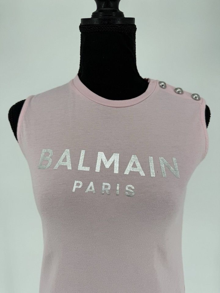 Balmain Balmain Paris Printed T Shirt Top Pink Sleeveless Size M Size M / US 6-8 / IT 42-44 - 2 Thumbnail