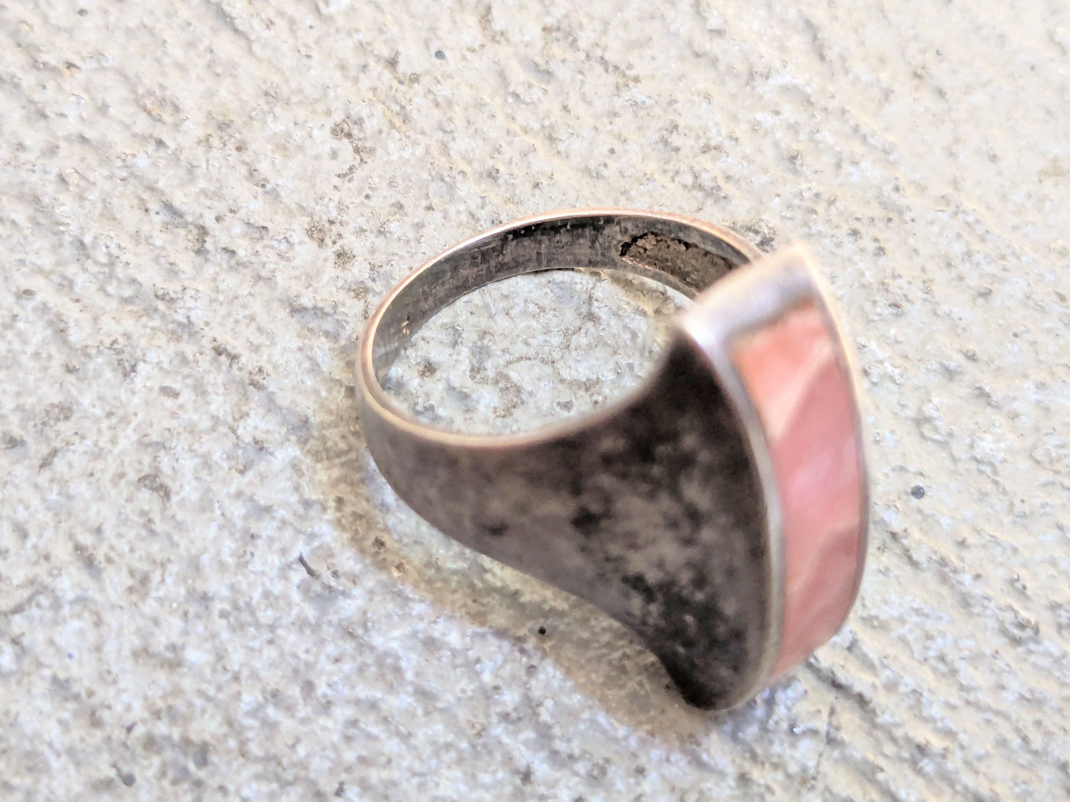 Jewelry × Sterling Silver Vintage Sterling Silver Ring Rhodochrosite 6 Modern Abstract Size ONE SIZE - 8 Thumbnail