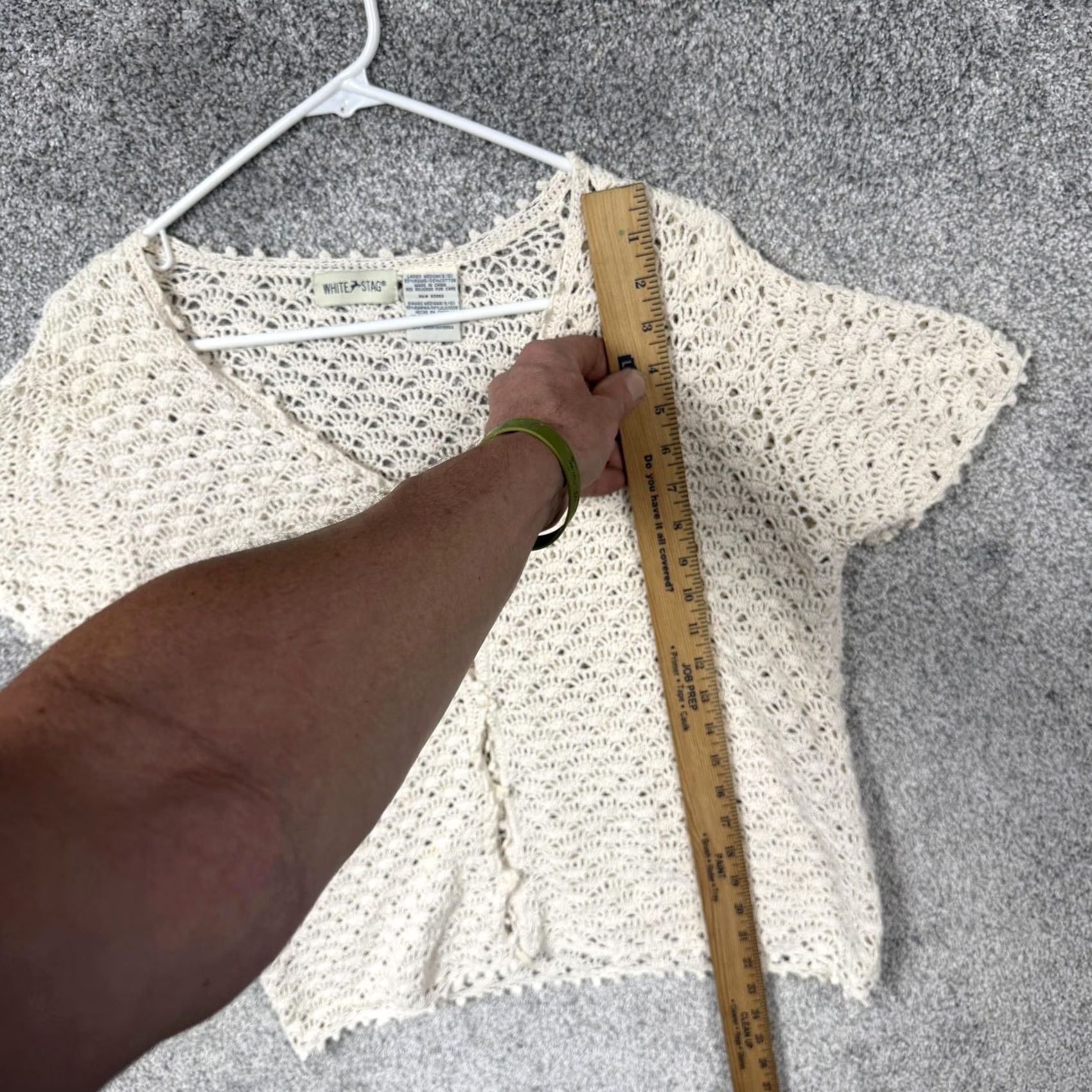 Vintage VINTAGE White Stag Cardigan Sweater Womens M White Crochet Open-Knit Beachy 90s Lightweight Sheer Casual Cottagecore Size M / US 6-8 / IT 42-44 - 2 Thumbnail