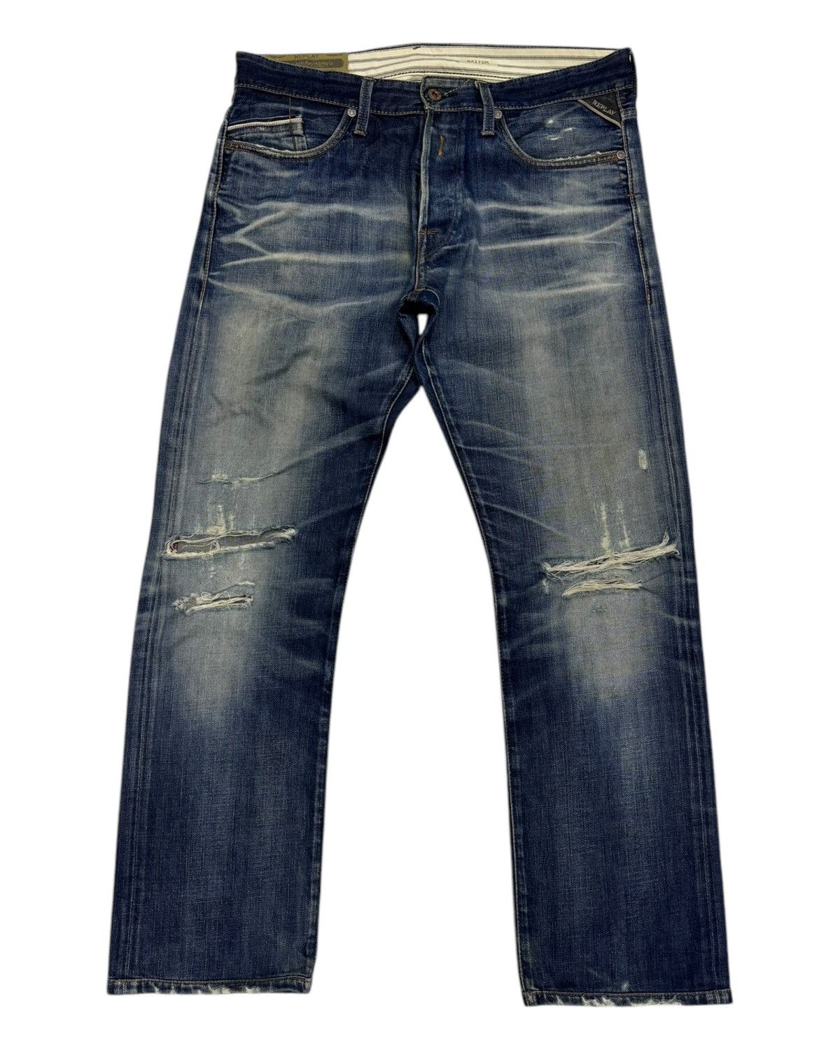 If Six Was Nine Vintage Distressed Denim Replay Selvedge Ripped Jeans Size US 35 - 8 Thumbnail