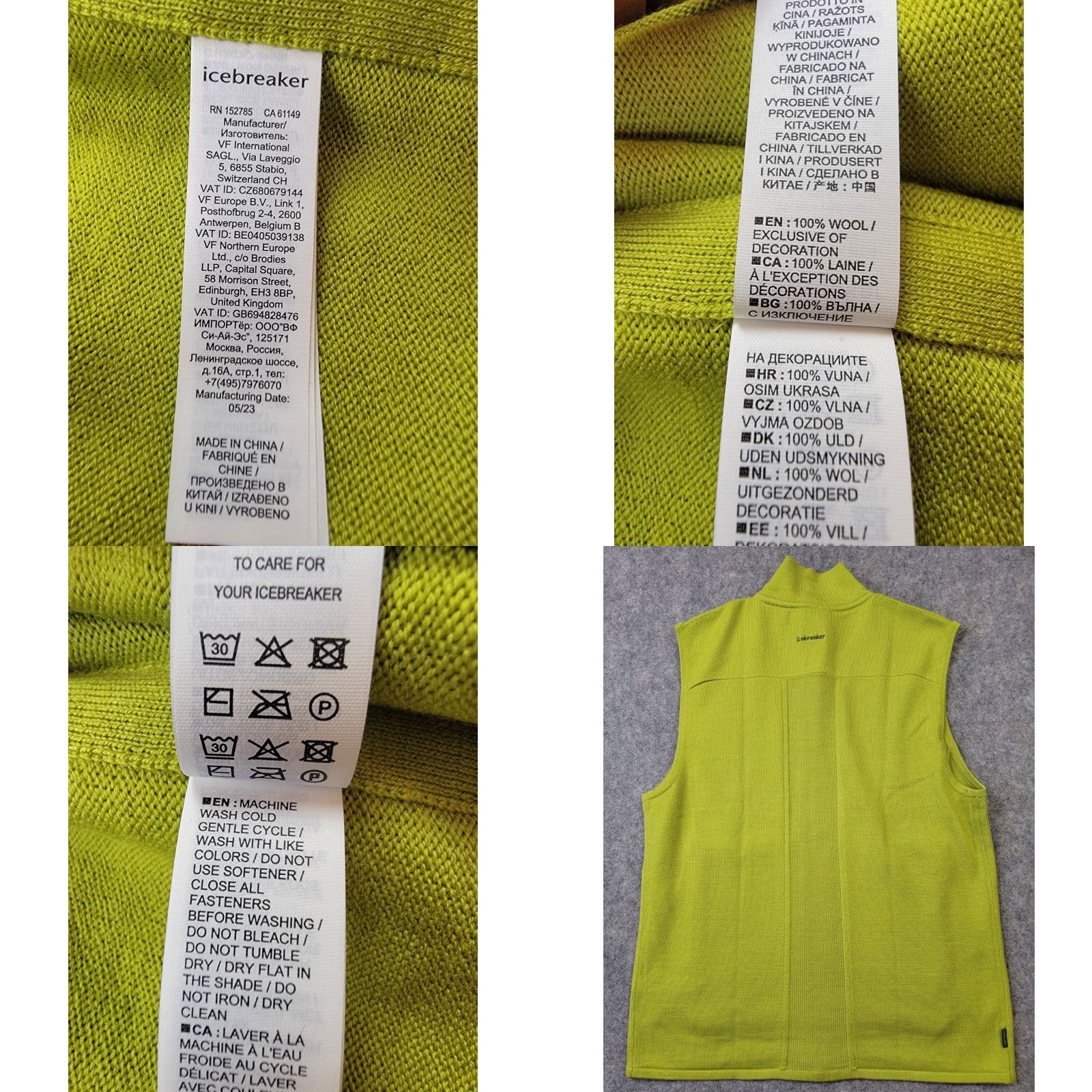 Icebreaker Icebreaker Insulated Vest Mens Large Wool Outdoor Camping, Quilted, Full Zip, Breathable, Pockets, Fall Winter Spring, Green, Regular Fit Size US L / EU 52-54 / 3 - 9 Thumbnail