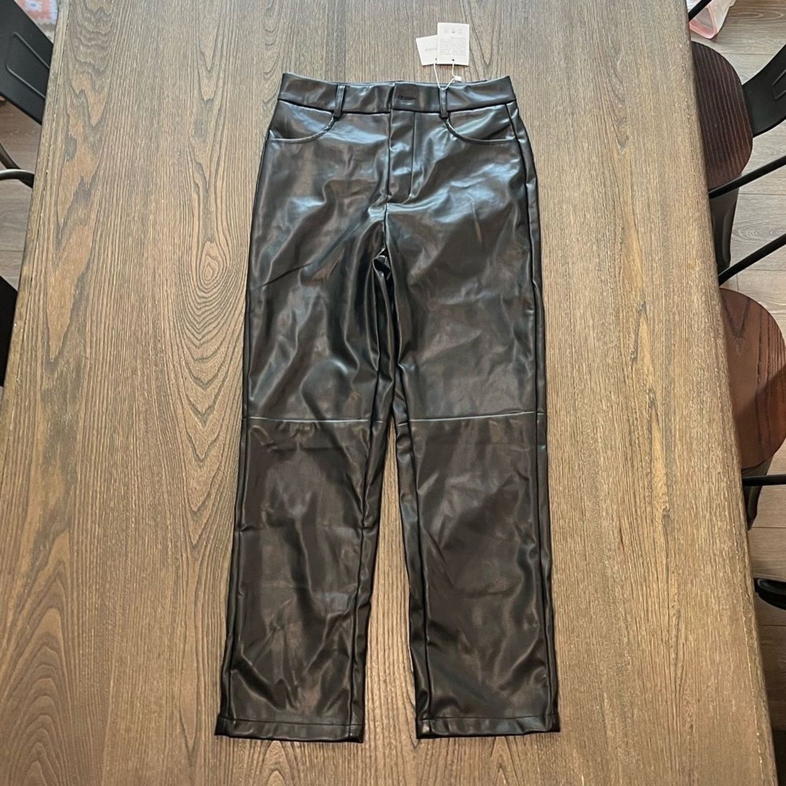 Vintage NWT Swentuo Roseyleia Faux Leather Black Pant Size 3 Size 28" / US 6 / IT 42 - 1 Thumbnail