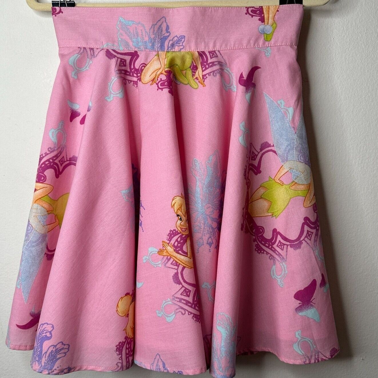 Vintage Vintage Pink Tinker Bell Print Circle Skirt Button Close S Size 27" / US 4 / IT 40 - 8 Thumbnail