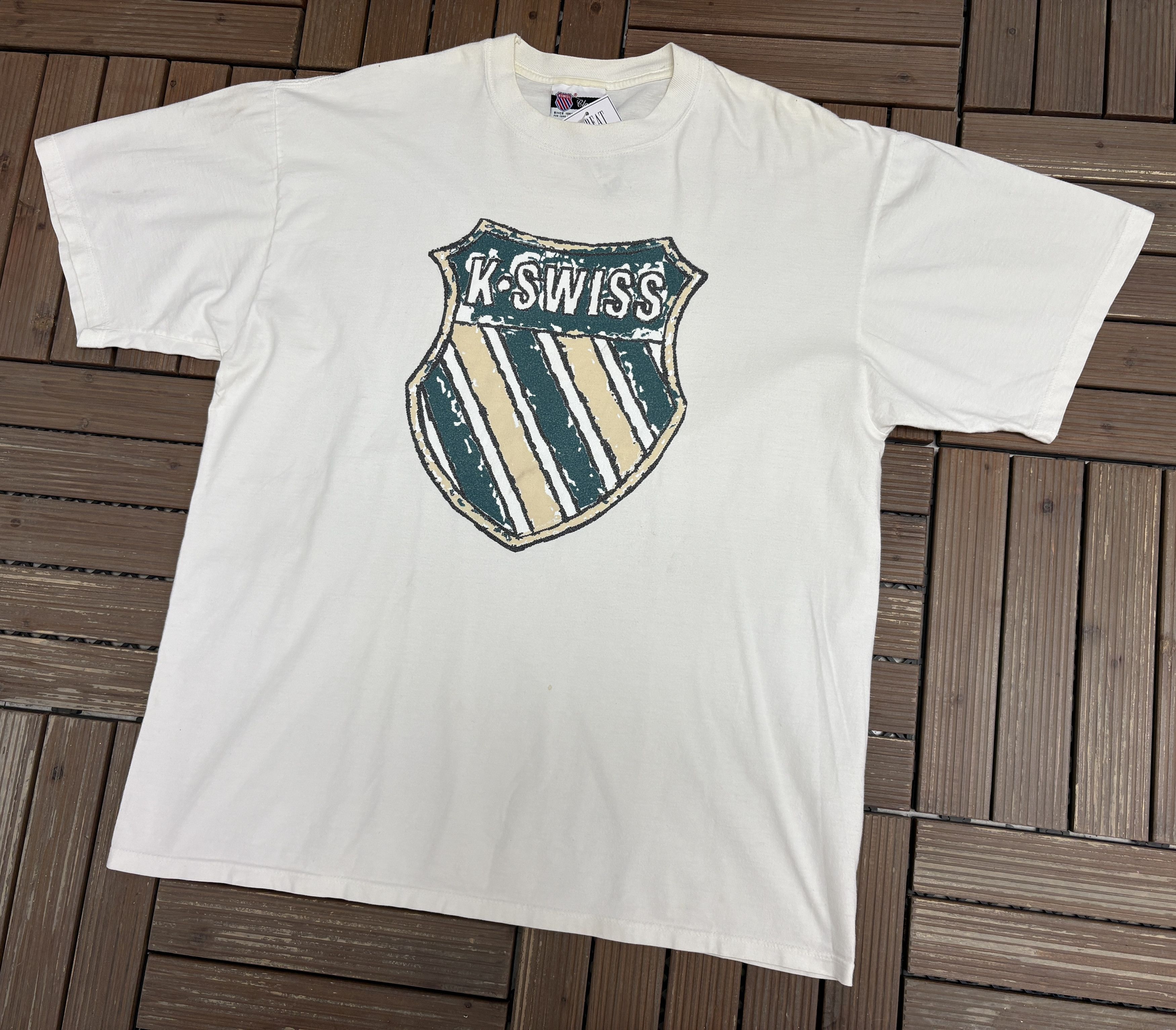 K-Swiss K-Swiss Shoes Vintage Made in USA White T-Shirt Tee Size US XL / EU 56 / 4 - 3 Thumbnail