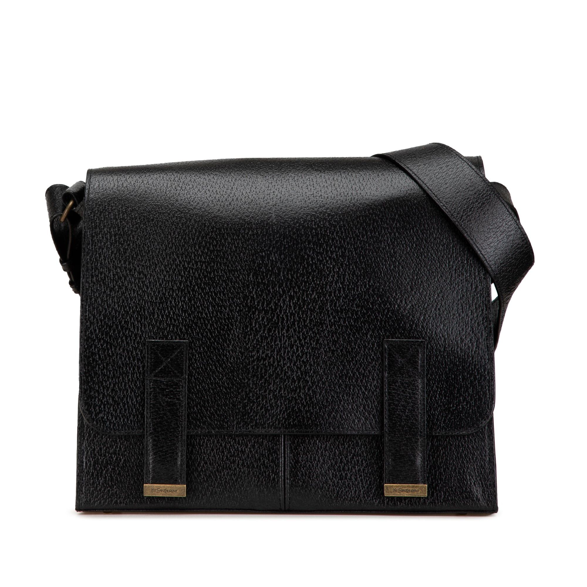 Yves Saint Laurent Yves Saint Laurent Leather Messenger Bag Black Size ONE SIZE - 1 Thumbnail