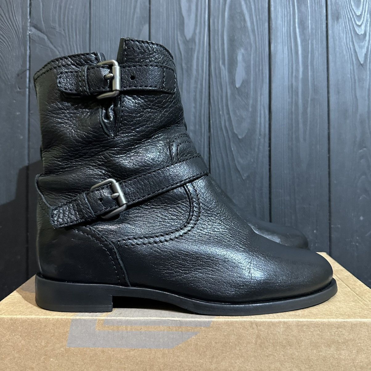 Prada PRADA Women’s Leather Black Biker Boots Size 39.5 Size US 9.5 / IT 39.5 - 1 Thumbnail