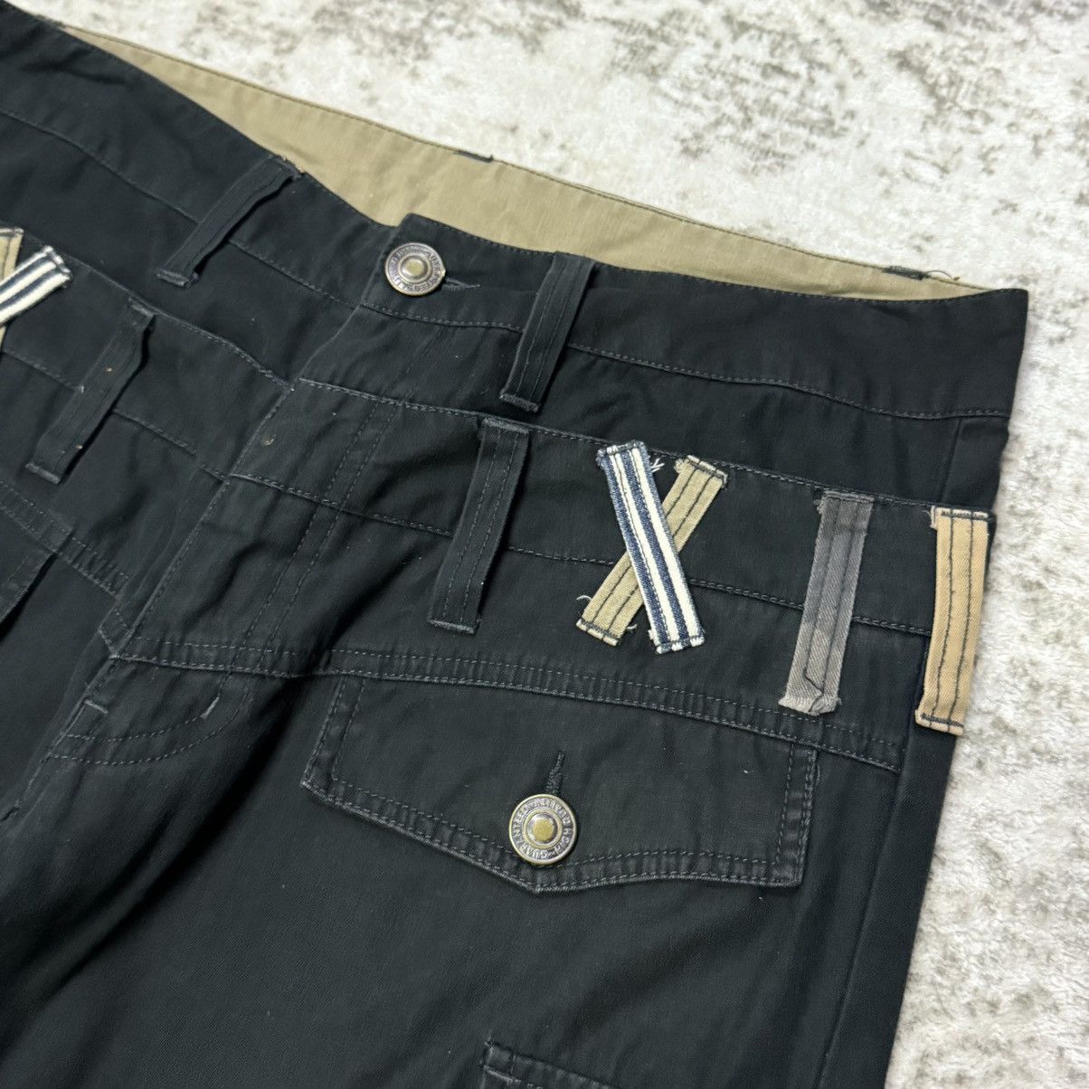 Japanese Brand Japanese Brand Double Waist Cut And Sew Loose Cargo Pants Size US 32 / EU 48 - 6 Thumbnail