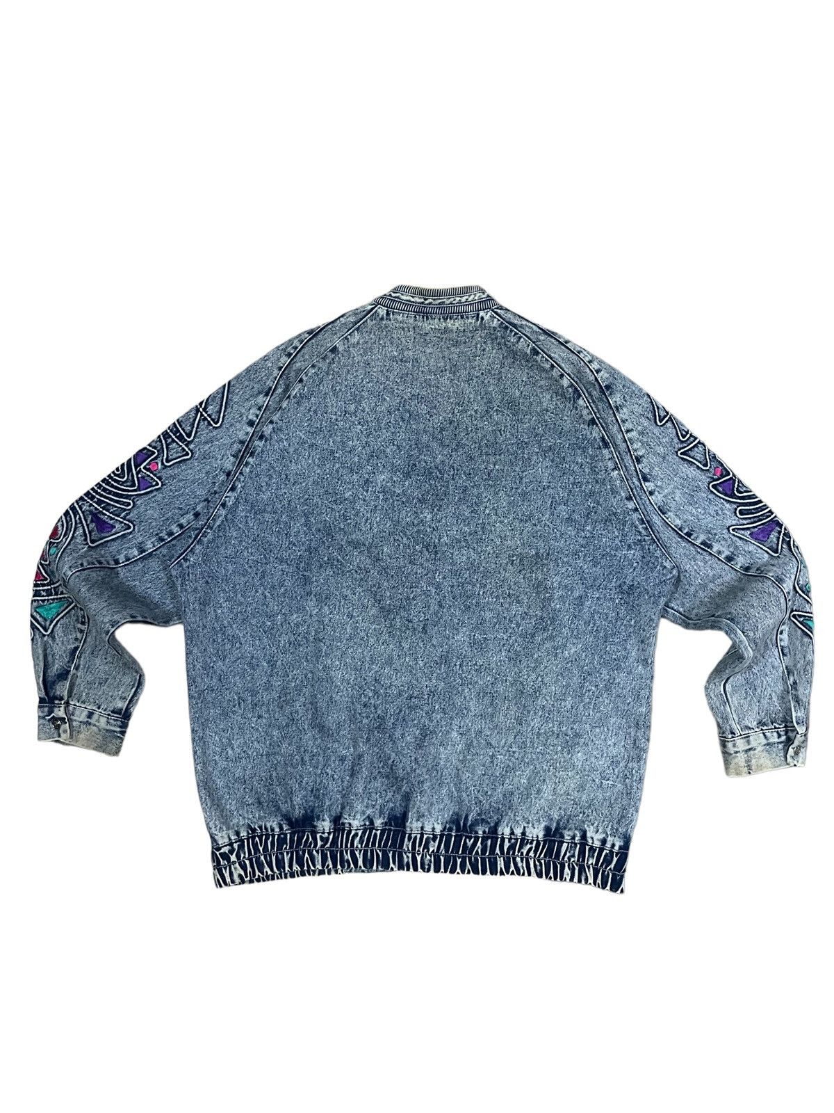 Japanese Brand Vintage Memphis Art Retro Neon Abstract Style Denim Cardigan Size L / US 10 / IT 46 - 12 Thumbnail