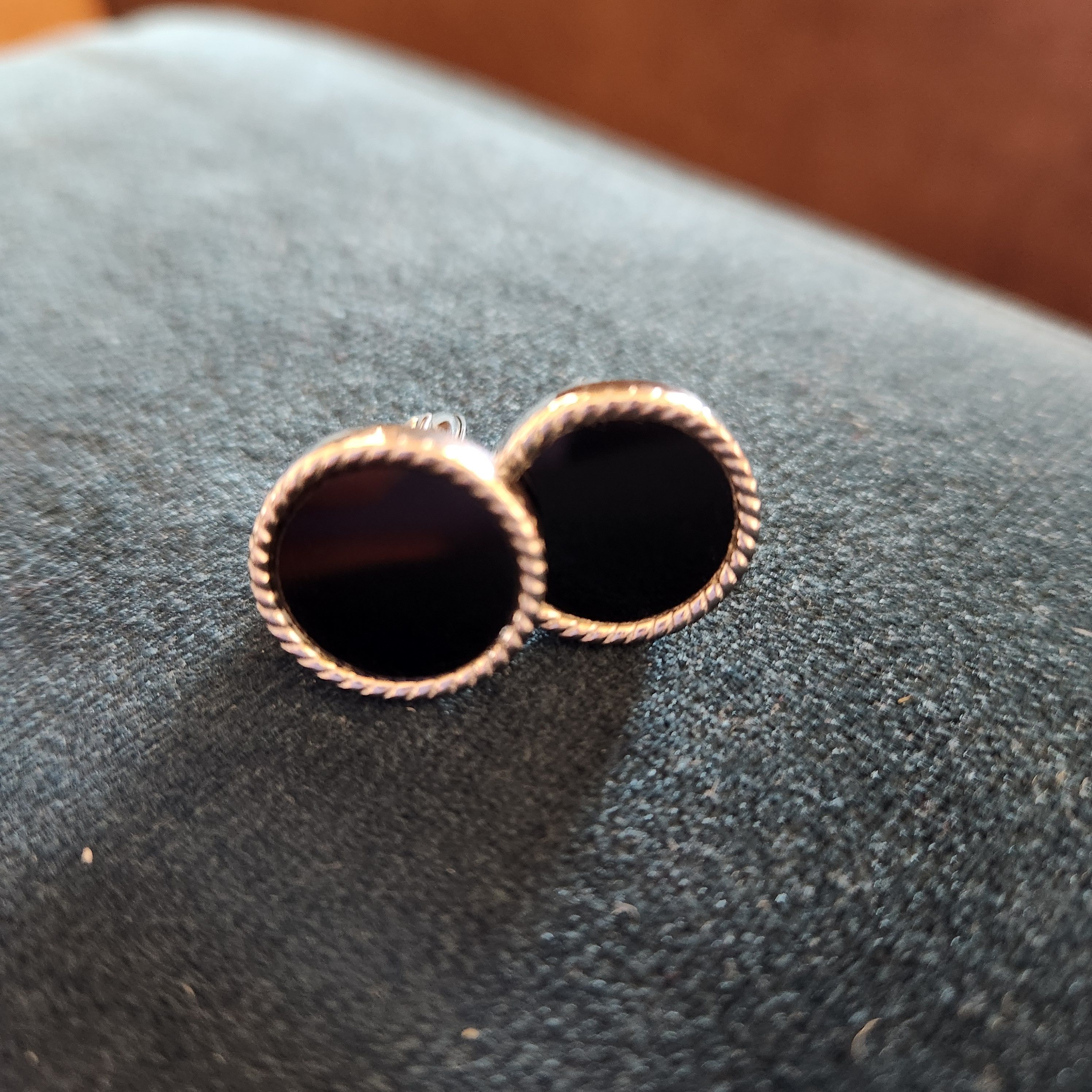 Vintage Ebony black glossy cufflinks mens Size ONE SIZE - 1 Thumbnail