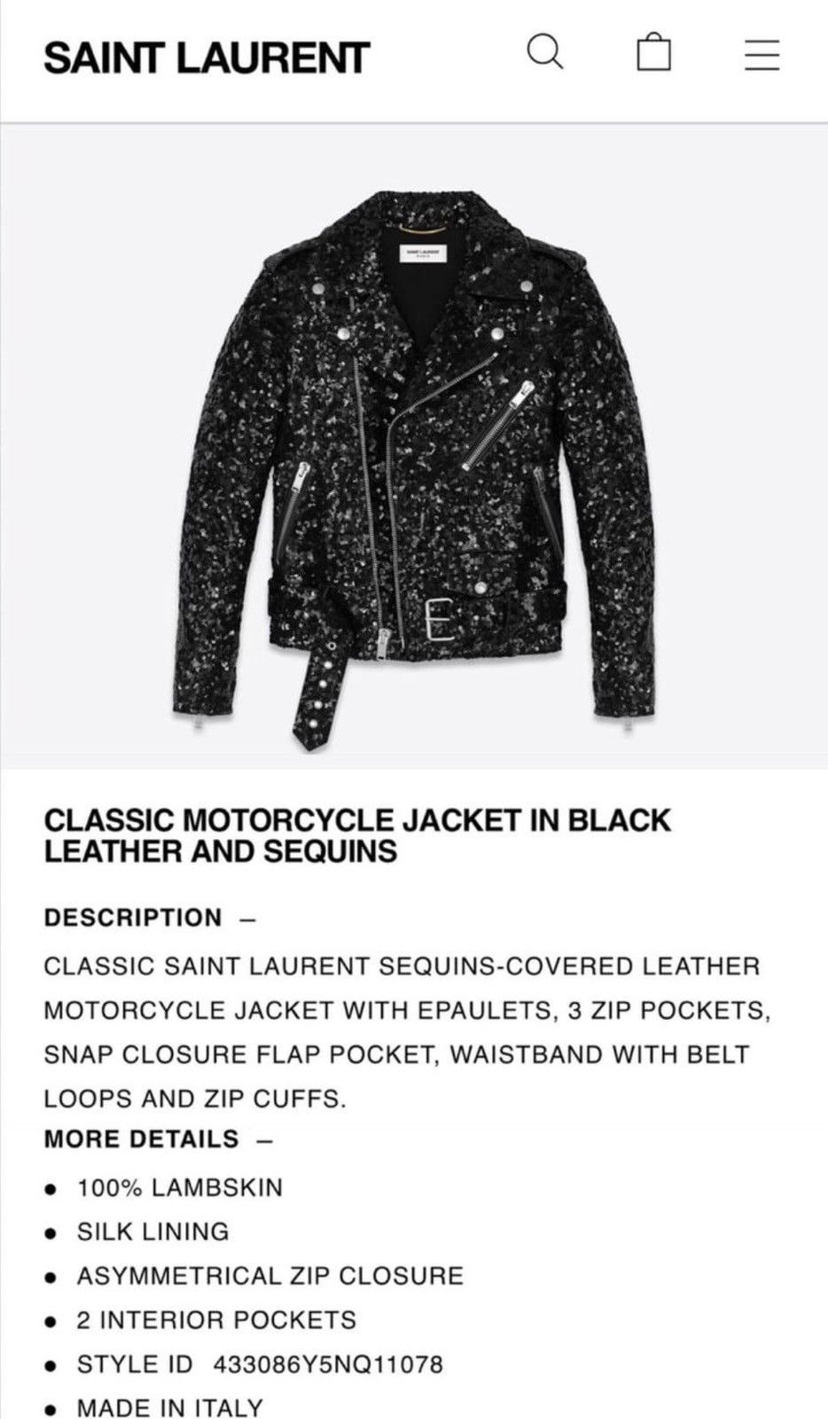 16FW Sequins Covered Leather Jacket sz50