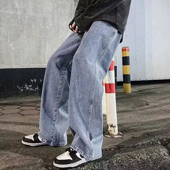 Japanese Brand Washed Blue High Street Straight Loose Wide Leg Denim Pant Size US 30 / EU 46 - 2 Thumbnail