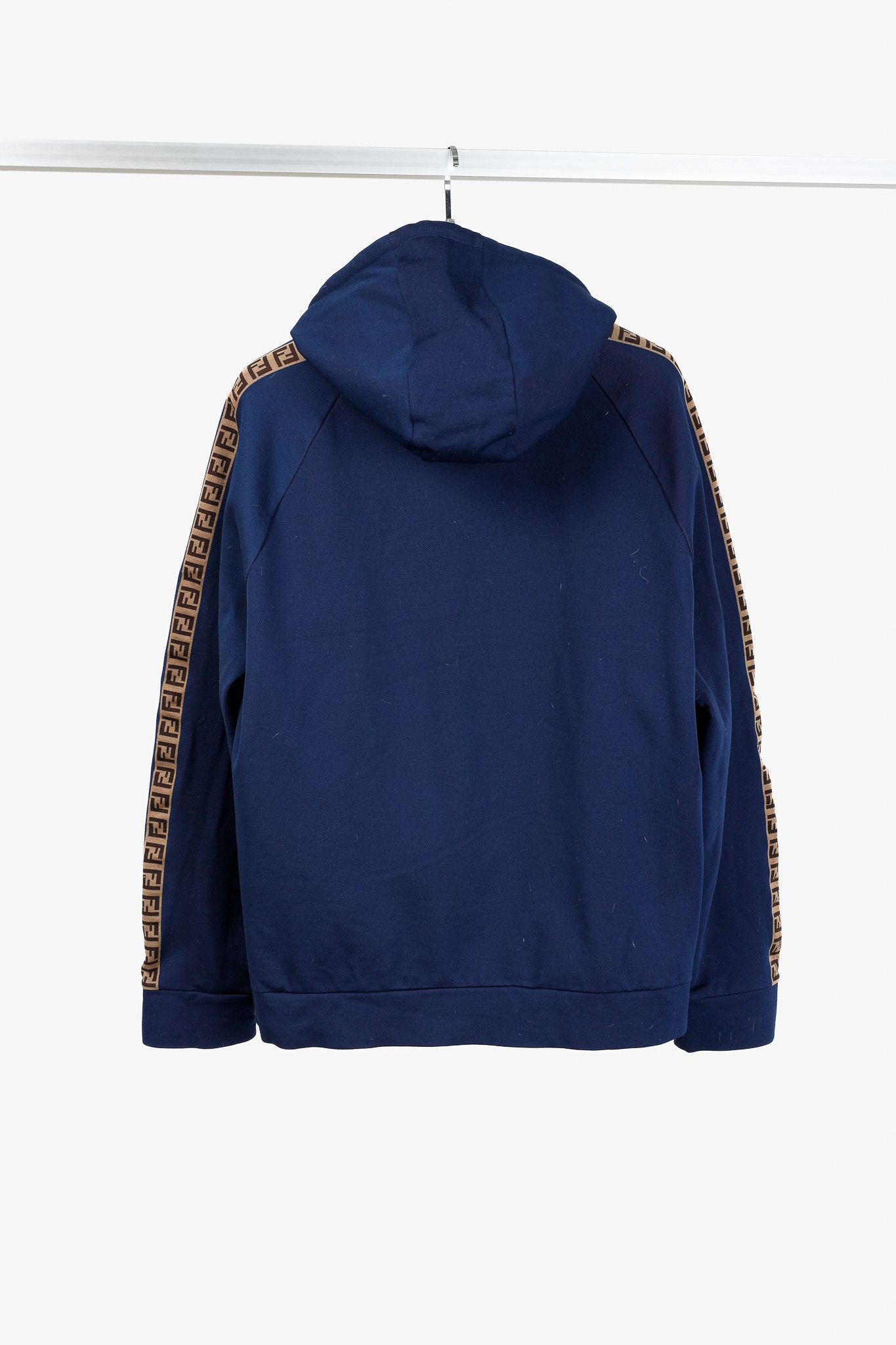 Fendi × Fila Fendi x Fila Navy Cotton-Blend Logo Stripe Pullover Hoodie Size US XL / EU 56 / 4 - 2 Thumbnail
