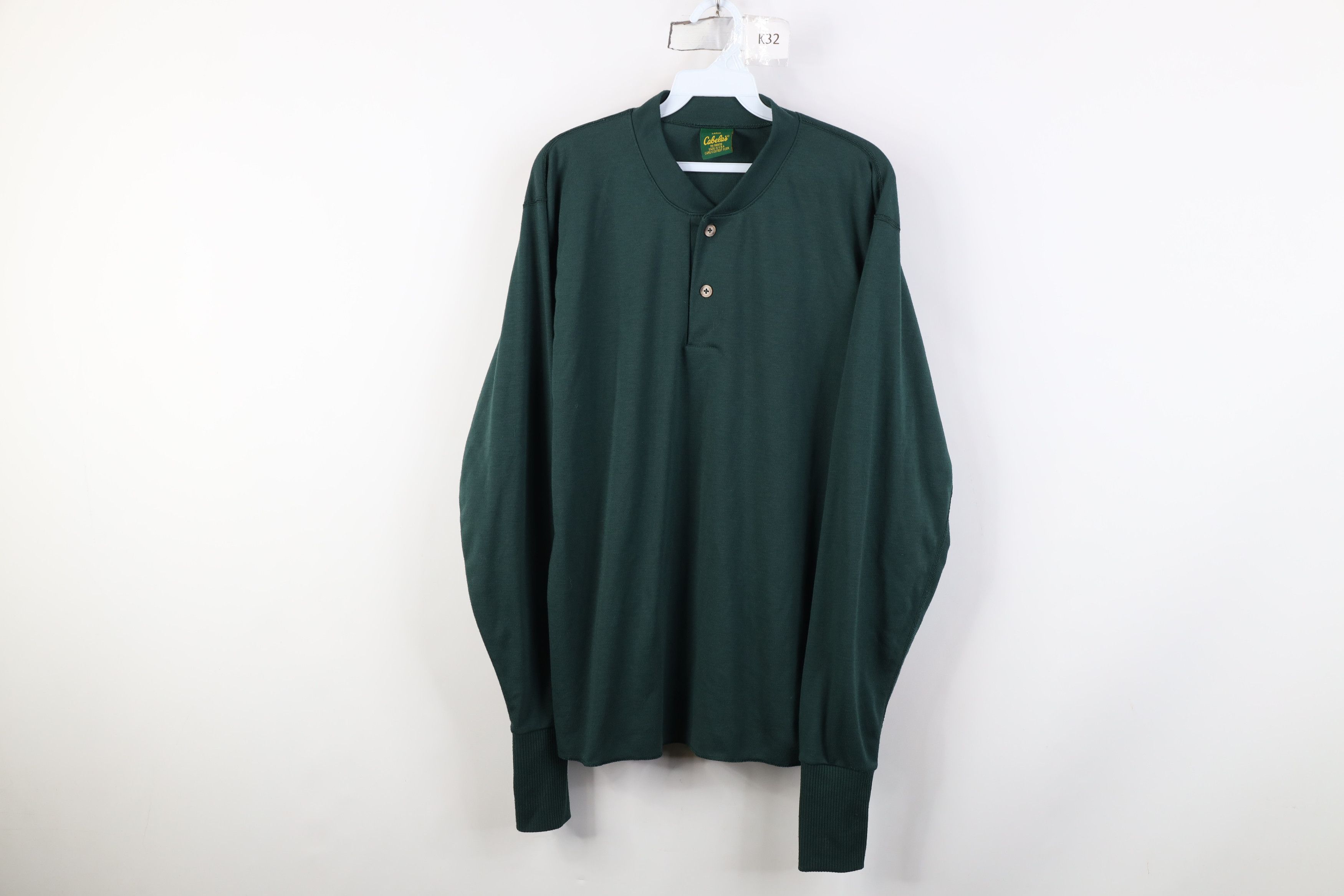 Cabelas Vintage 90s Cabelas Knit Long Sleeve Henley T-Shirt USA Size US L / EU 52-54 / 3 - 1 Thumbnail