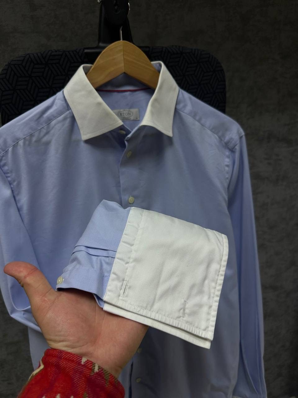 Eton × Vintage Vintage Eton Blue Shirt With Cufflinks Is Very Rare Size US L / EU 52-54 / 3 - 7 Thumbnail