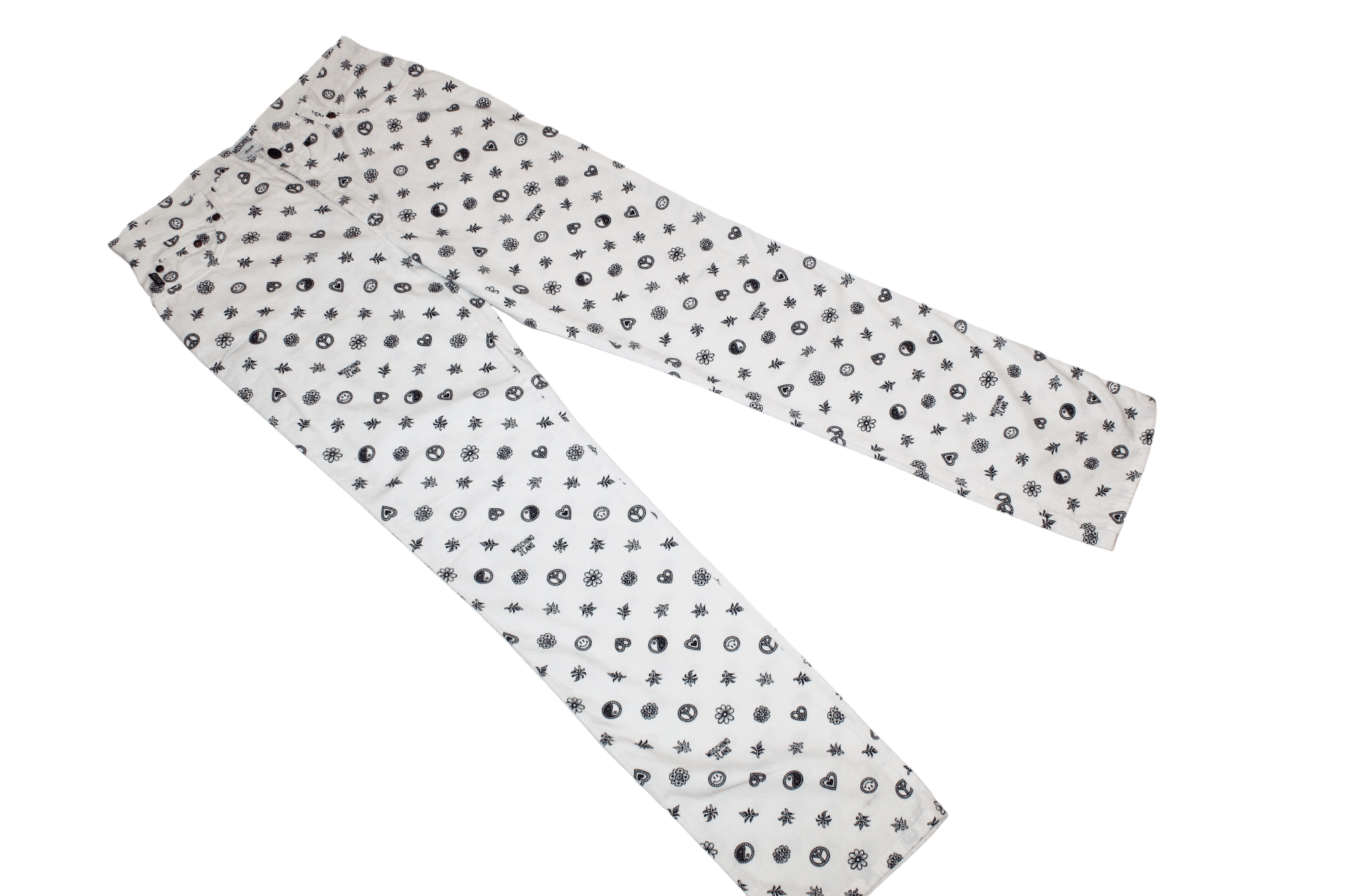 Moschino 1990s Rare Moschino Jeans Yin Yang Print Denim Pants Size US 31 - 8 Thumbnail