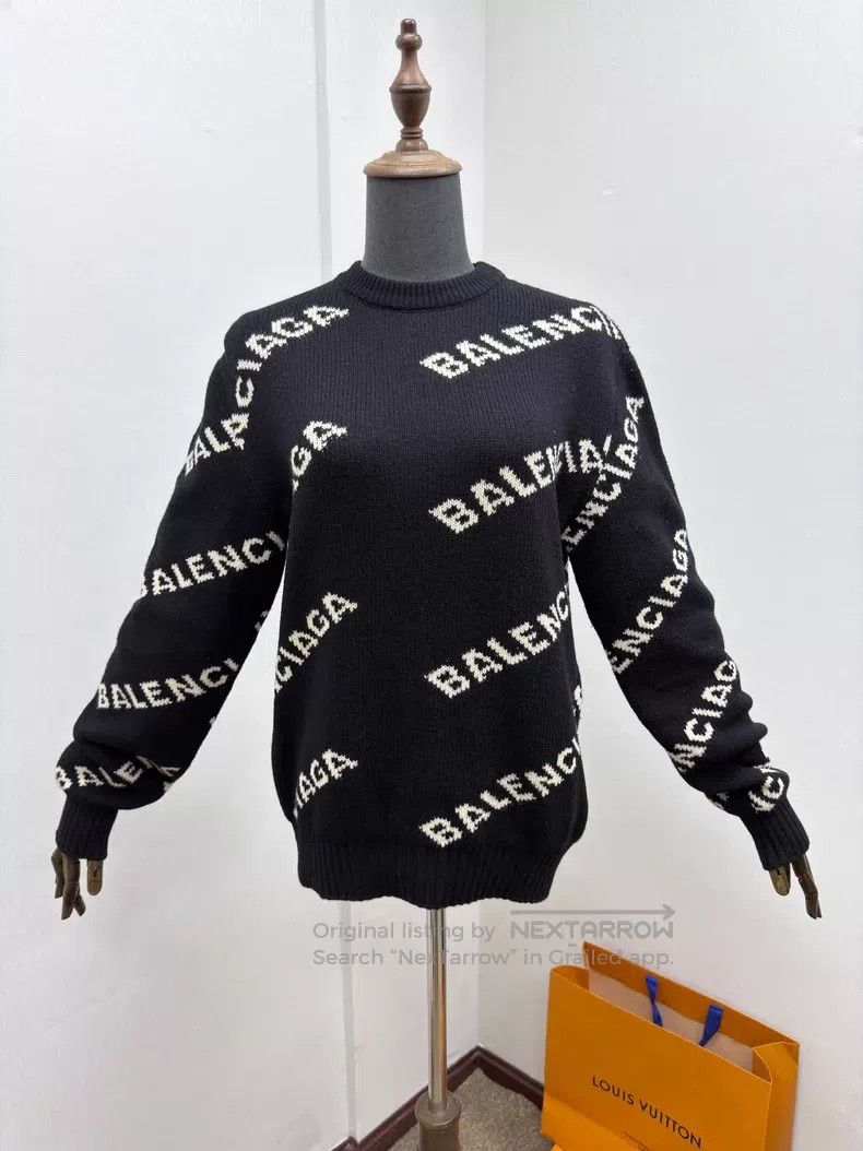 Balenciaga Balenciaga Black Logo Printed Knit Sweater Size US XS / EU 42 / 0 - 1 Thumbnail