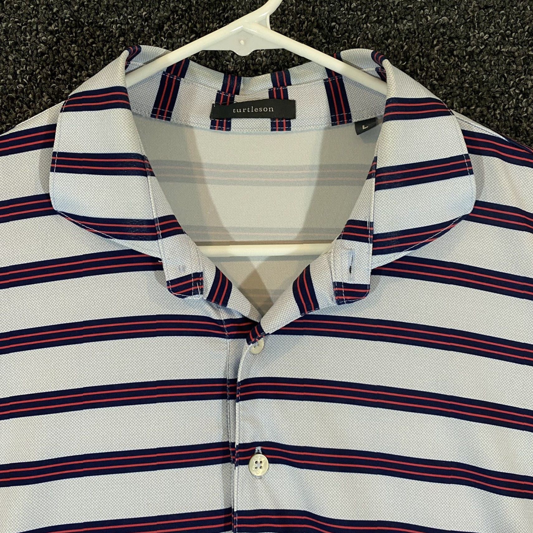 Vintage VINTAGE Turtleson Polo Shirt Golf Mens Large Blue White Red Striped Performance Size US L / EU 52-54 / 3 - 2 Thumbnail