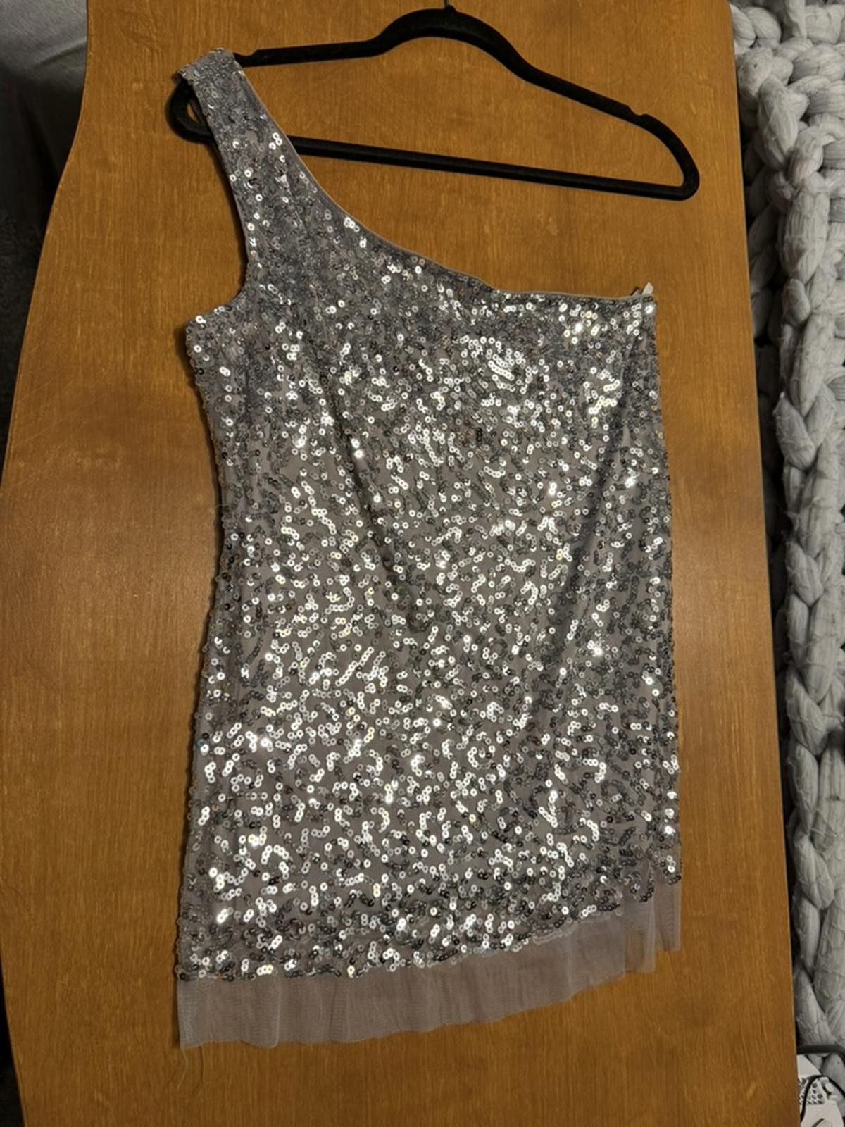 Other Wildcat One-Shoulder Silver Sequin Shirt Size L Size L / US 10 / IT 46 - 3 Thumbnail