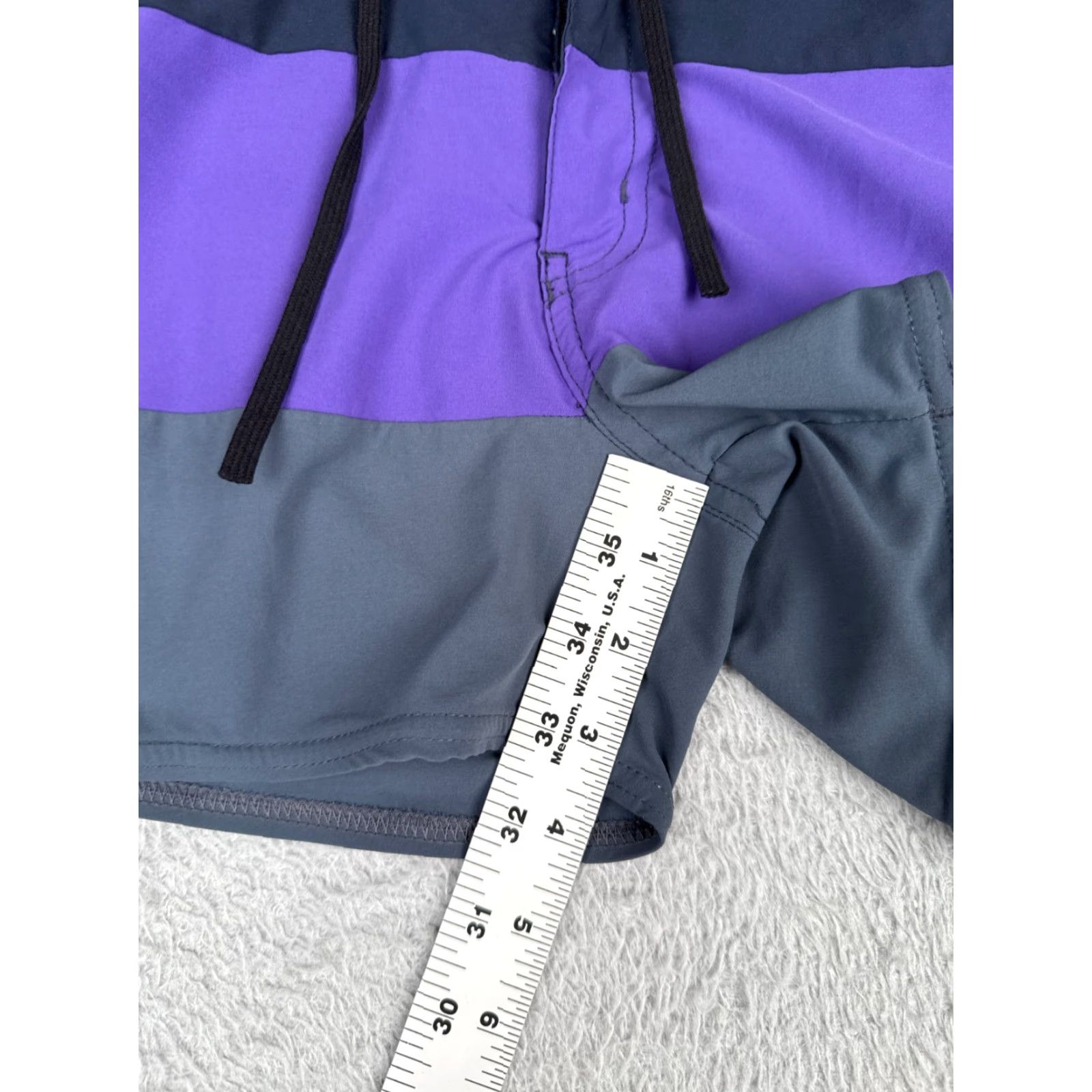 Speedo Speedo Shorts Womens Small Purple Blue Stripe Drawstring Zip Fly Run Gym 30x4 Size 28" / US 6 / IT 42 - 7 Thumbnail