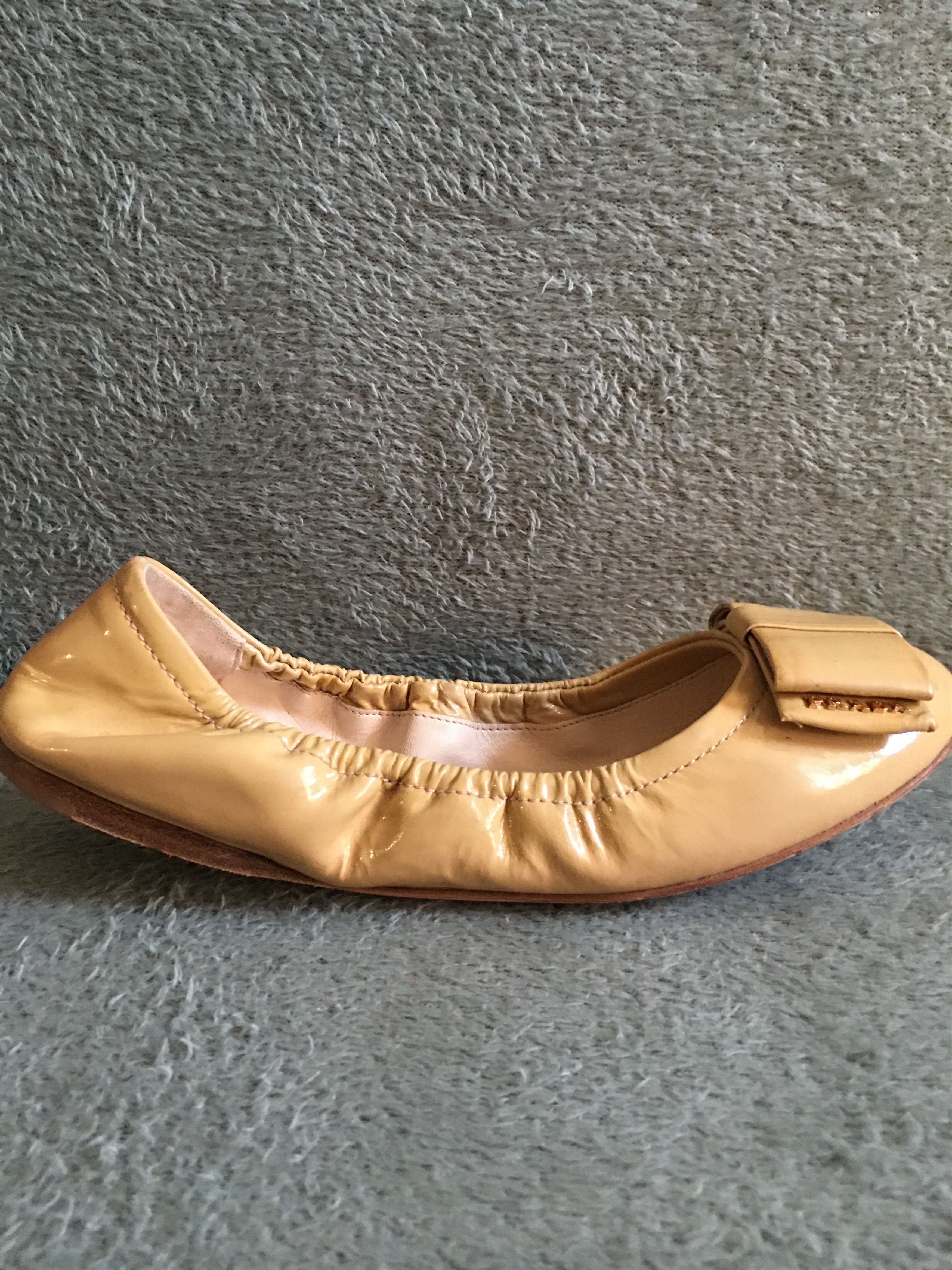 Prada × Vintage PRADA Beige Patent Leather Balets Flats Pumps EU37.5 Size US 7.5 / IT 37.5 - 6 Thumbnail