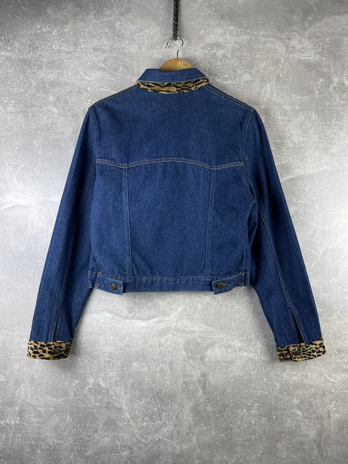 Just Cavalli Roberto Just Cavalli Vintage Denim Leopard Trim Blue Jacket Size L / US 10 / IT 46 - 6 Thumbnail