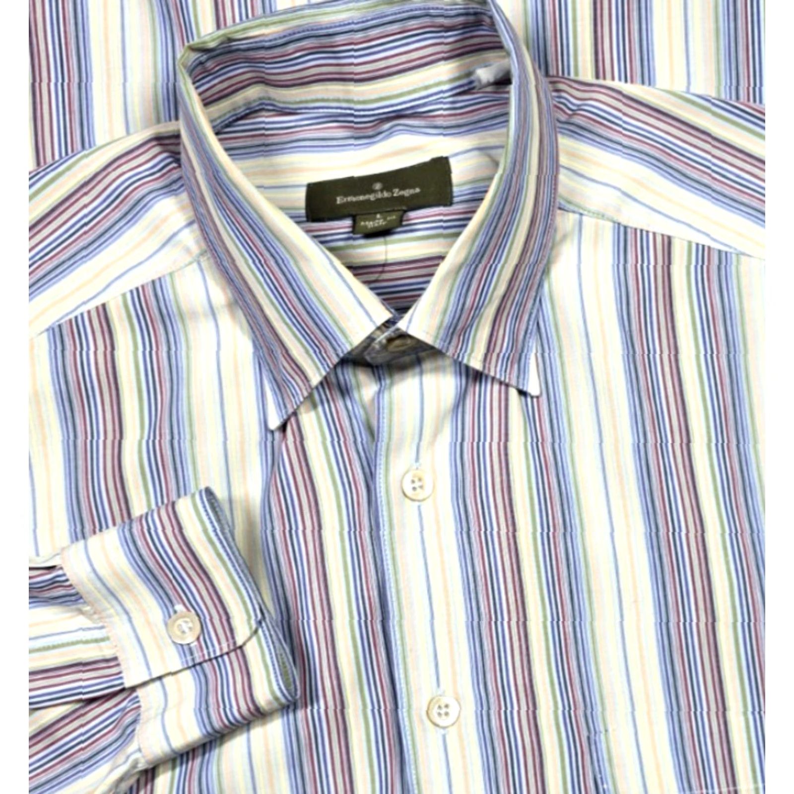 Ermenegildo Zegna Ermenegildo Zegna Button-Up Shirt Men Long Sleeve L Multicolor Stripe Italy Made Size US L / EU 52-54 / 3 - 2 Thumbnail