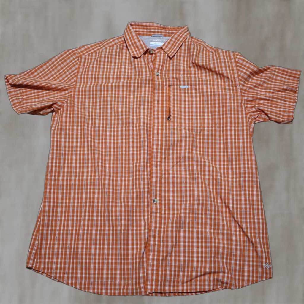 Vintage Columbia Shirt Men Large Orange Plaid Nylon Vented Omi Shade Zip Pocket Button Front 90s Casual Mens Size US L / EU 52-54 / 3 - 1 Thumbnail