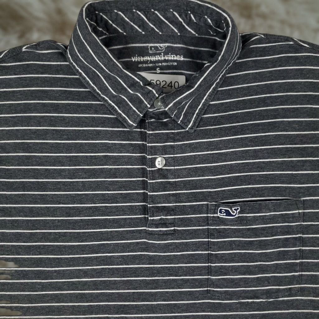 Vineyard Vines Vineyard Vines Polo Shirt Mens Small Gray Striped Cotton Short Sleeve Casual Size US S / EU 44-46 / 1 - 1 Thumbnail