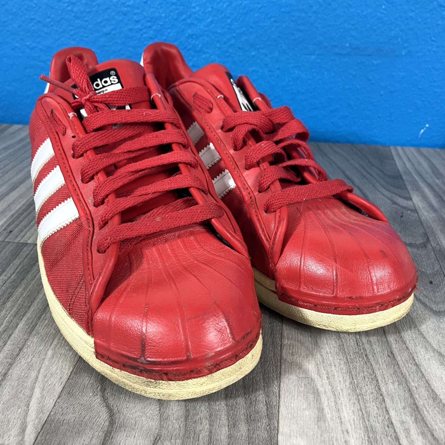Adidas VINTAGE Adidas Superstar Sneaker Men US 9.5 UK 9 Shell Toe 3-Stripes Red White Cream Casual Walking Size US 10 / EU 43 - 2 Thumbnail