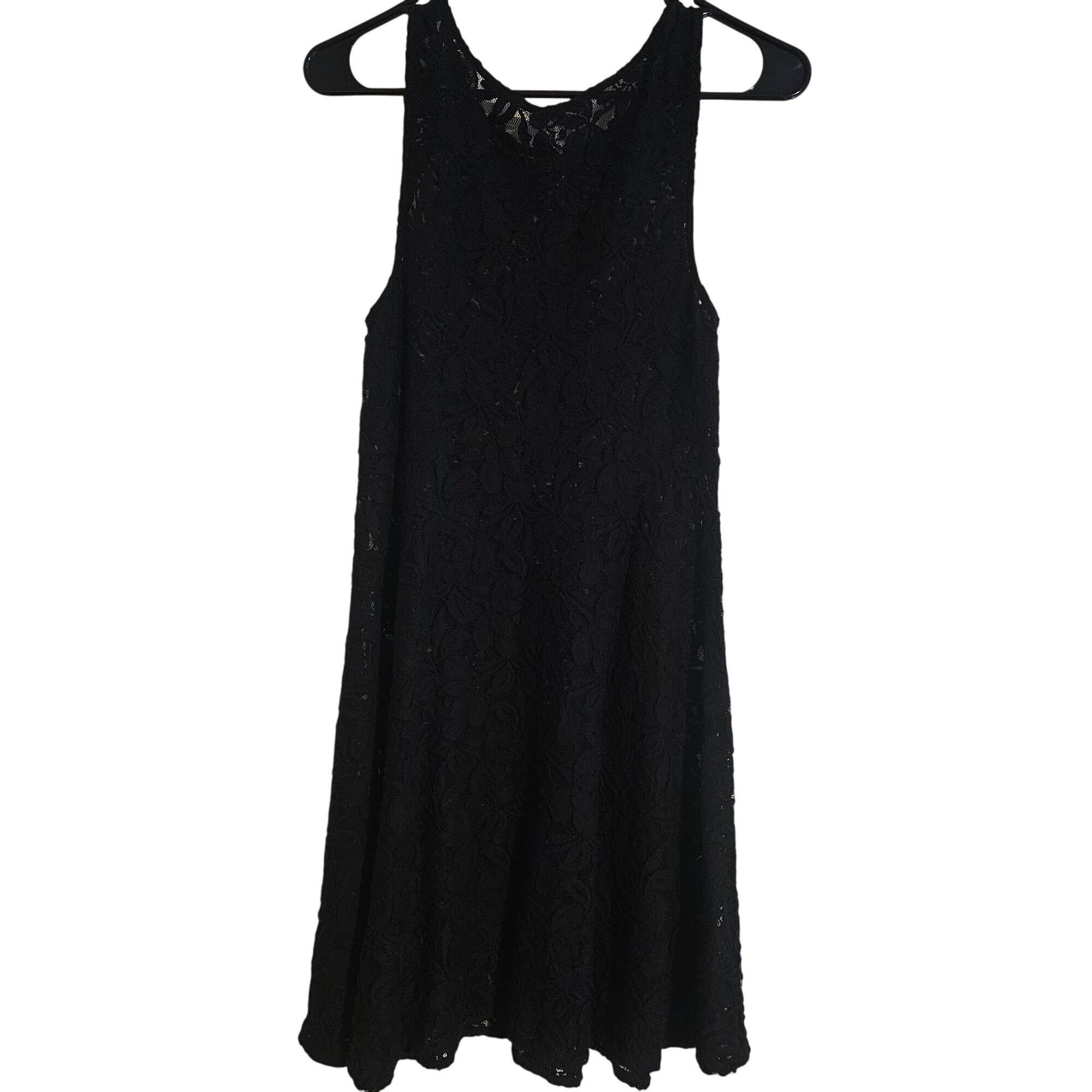 Sheer Free People XS Women Black Lace Mini Dress Whimsygoth