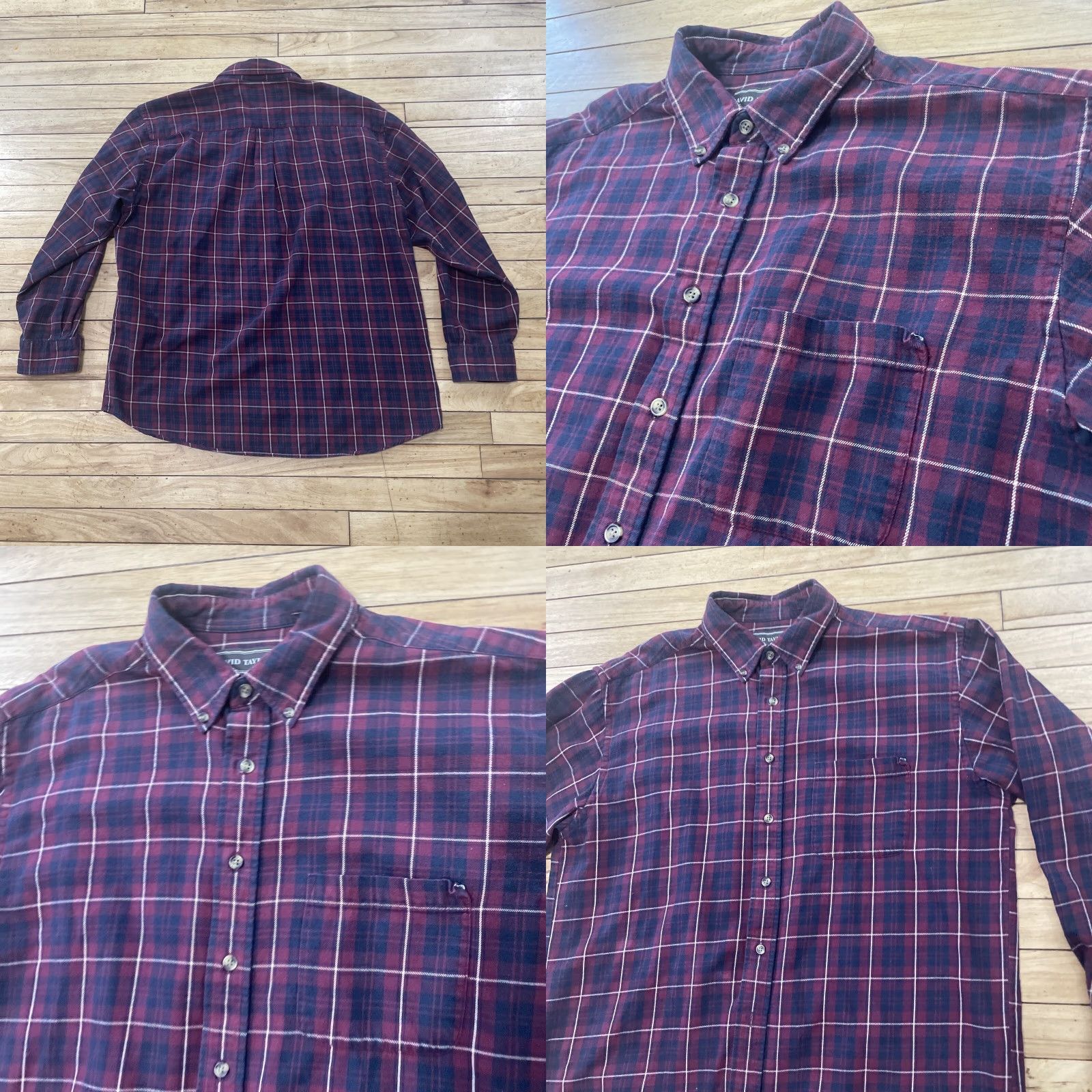 Vintage David Taylor Button Down Shirt Men L Dark Red Check Plaid Lightweight Oxford Size US L / EU 52-54 / 3 - 9 Thumbnail