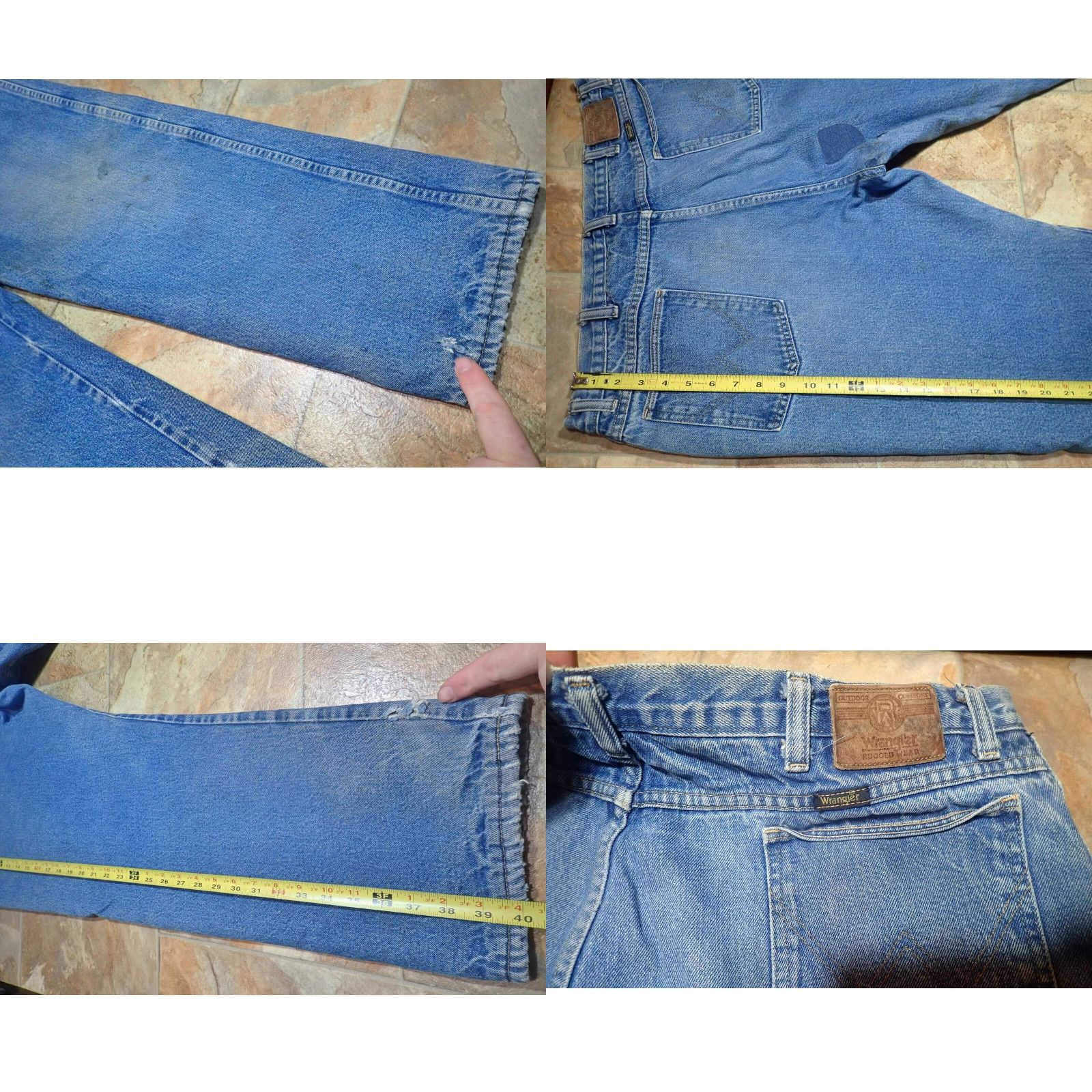 Wrangler Vintage Wrangler Men’s High Rise Insulated 40x27 Distressed Blue Denim Jeans with Pockets Western 90s Mens Size US 42 / EU 58 - 8 Thumbnail