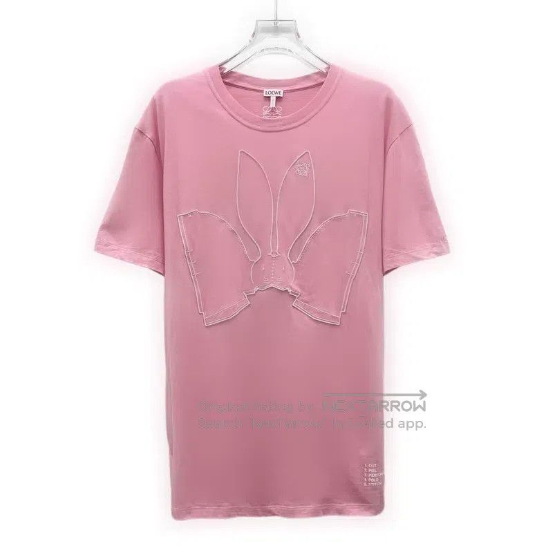 Loewe Loewe Pink rabbit letter embroidered cotton round neck sho Size S / US 4 / IT 40 - 1 Thumbnail