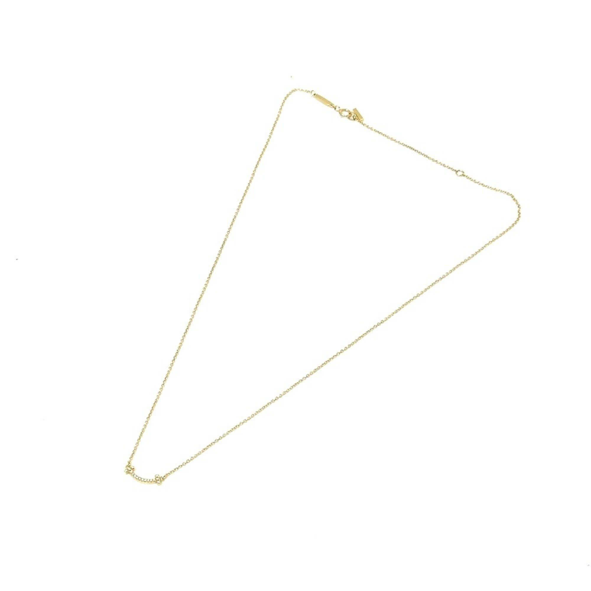 TIFFANY&Co. Tiffany K18YG T Smile Mini Diamond Necklace Ladies Gold