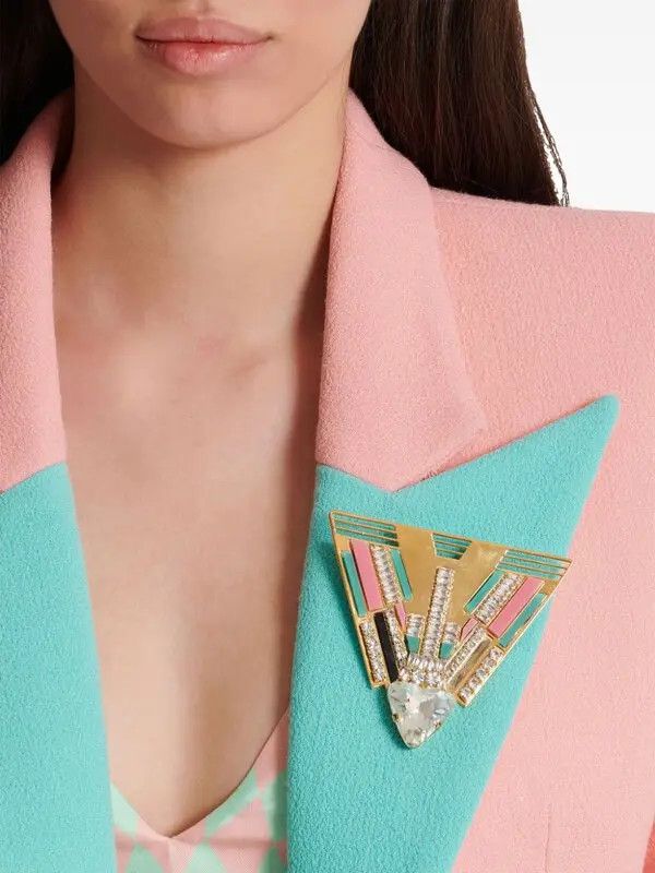 Balmain o1s1wg111225 Size:OS/Art Deco Crystal Brooch in Golden Size ONE SIZE - 3 Thumbnail