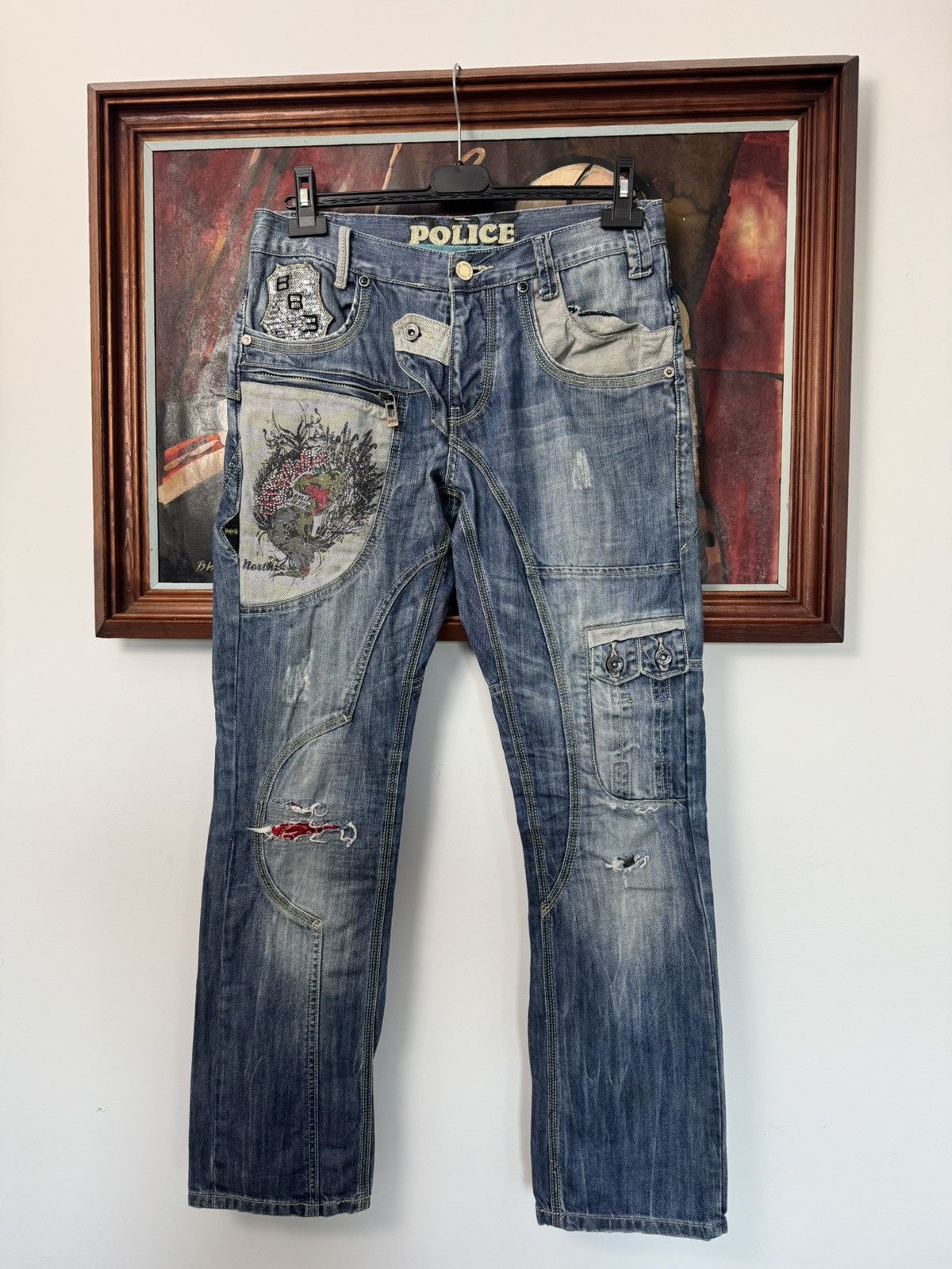 Japanese Brand 883 Police Denim Pant AvantGarde Japanese Jeans Y2k Vintage Size US 32 / EU 48 - 1 Thumbnail