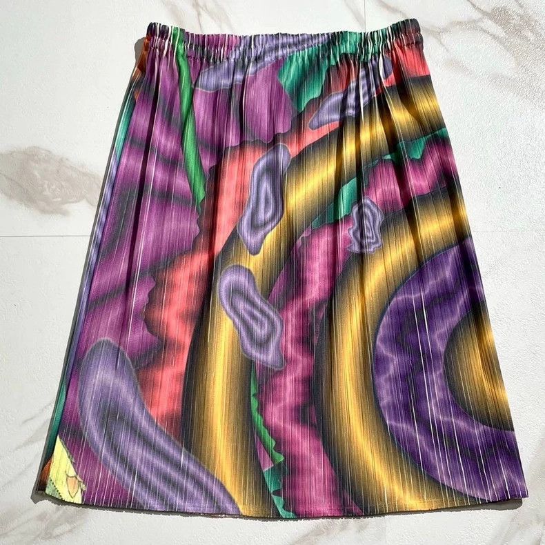 Issey Miyake Issey Miyake size:3 Colorful pleated skirt Size 31" - 2 Thumbnail