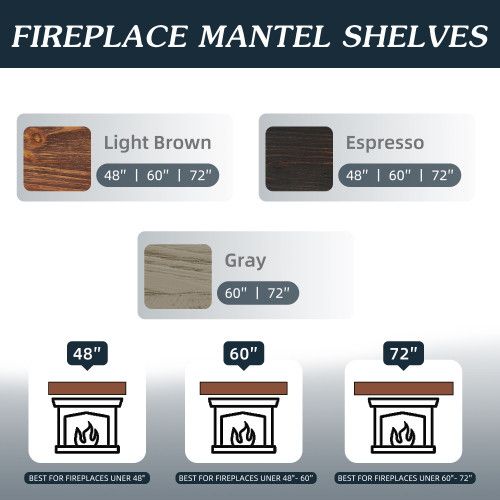 Designer × Homemade 60" Rustic Wood Fireplace Mantel,Wall-Mounted & Floating She Size US L / EU 52-54 / 3 - 8 Thumbnail