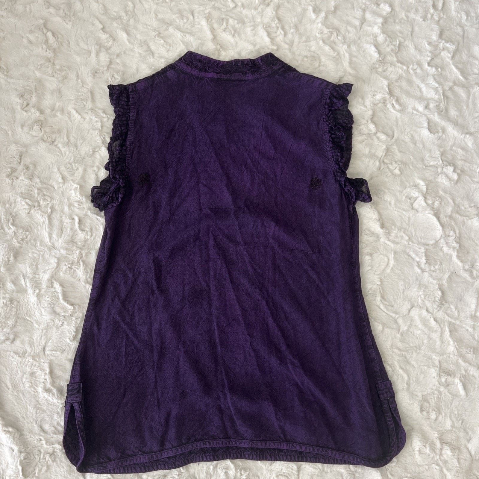 Other Braja Embroidered Top Blouse Sz M Purple Short Sleeve Size M / US 6-8 / IT 42-44 - 6 Thumbnail