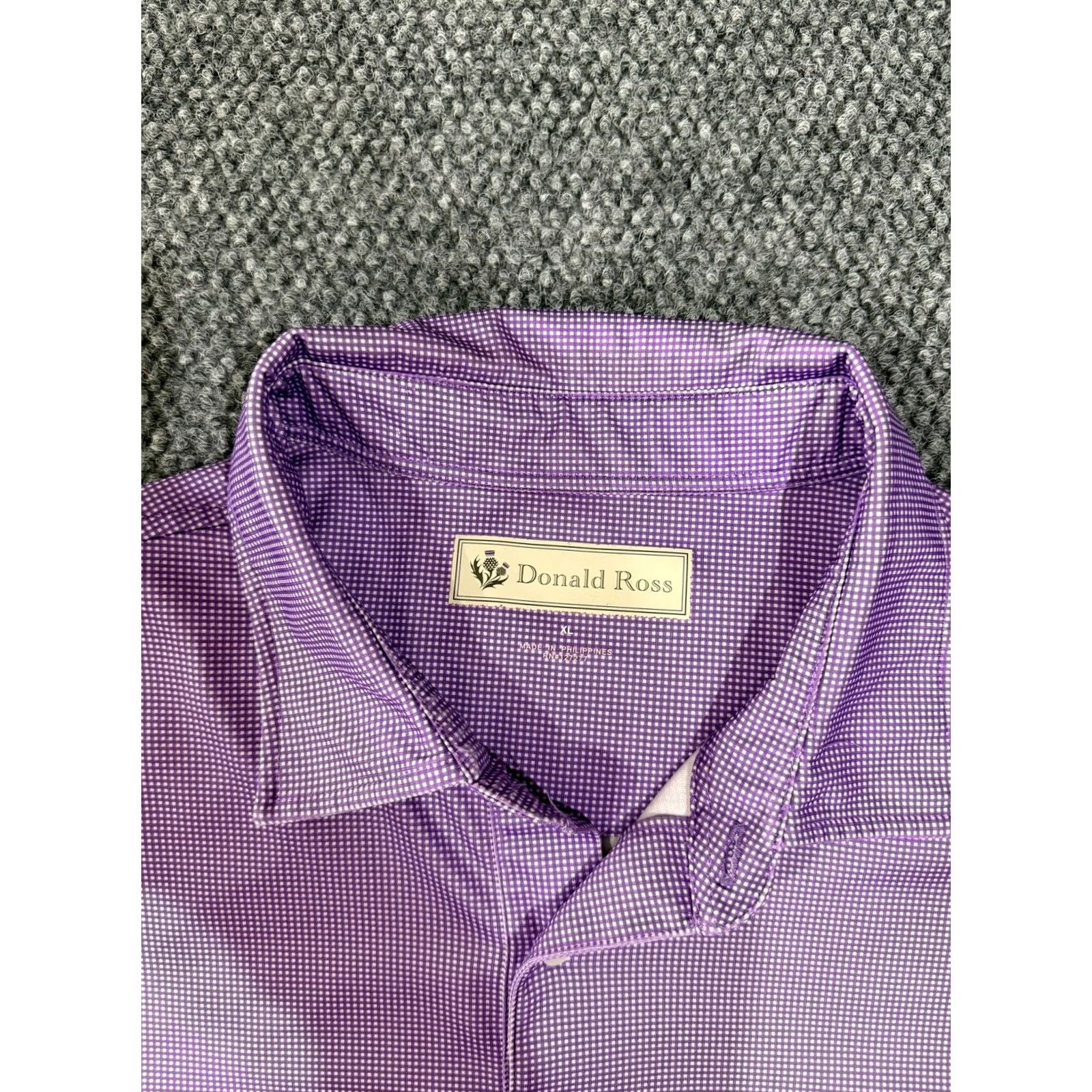 Vintage Donald Ross Polo Shirt Mens XL Purple Gingham Short Sleeve Golf Performance Knit Size US XL / EU 56 / 4 - 3 Thumbnail