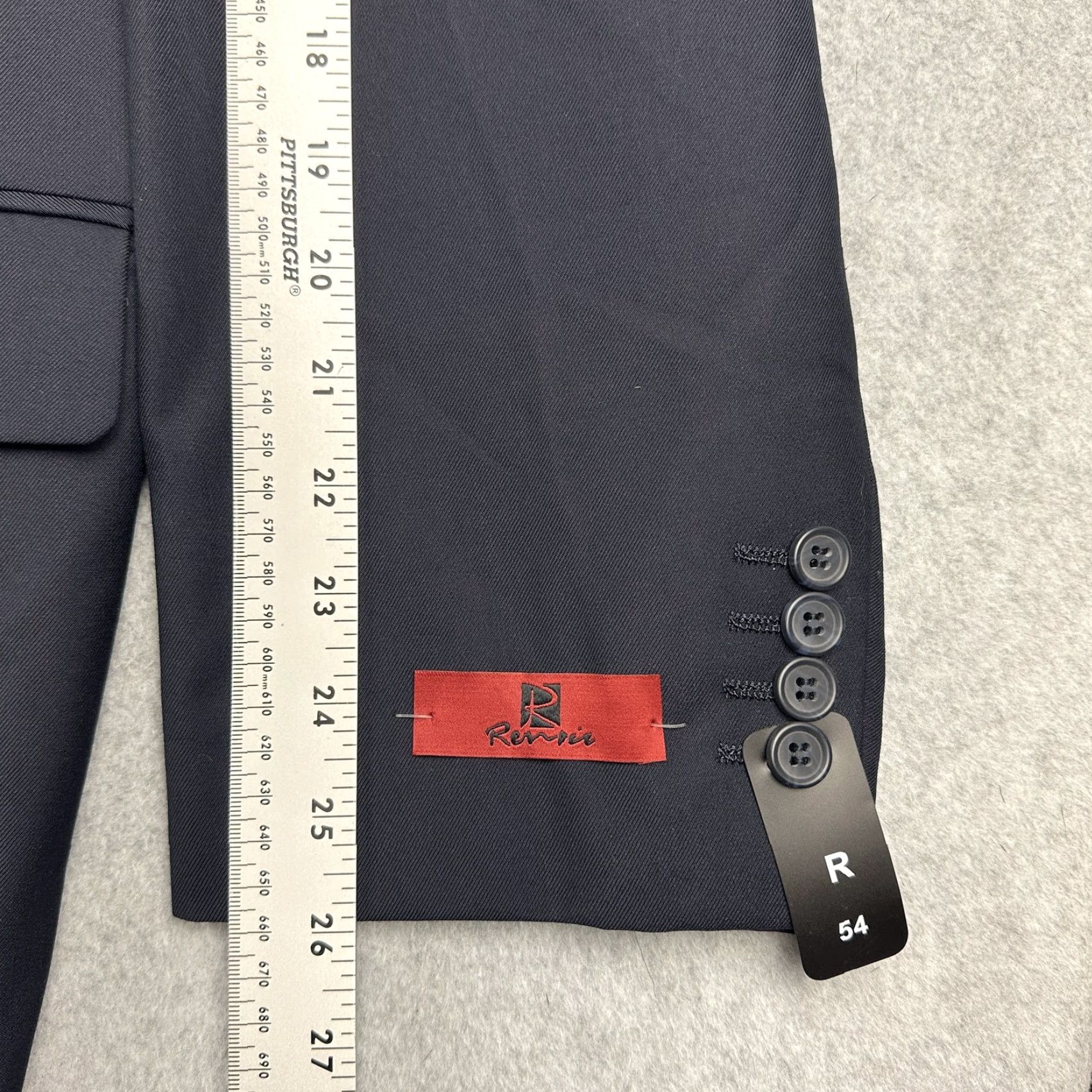 Vintage Renvi Mens 54R Navy Blue Classic Fit 2 Button Blazer Pants Set Formal New Suit 2 Piece Size 54R - 5 Thumbnail