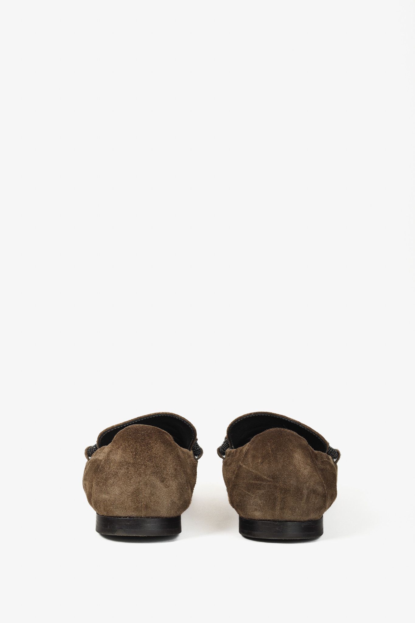 Brunello Cucinelli Brunello Cucinelli Monili Strap Brown Suede Pointed Loafers Size US 8.5 / IT 38.5 - 3 Thumbnail
